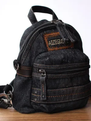Denim Blue Womens Backpack School Backpacks Blue Vintage Denim Backpack For Women
