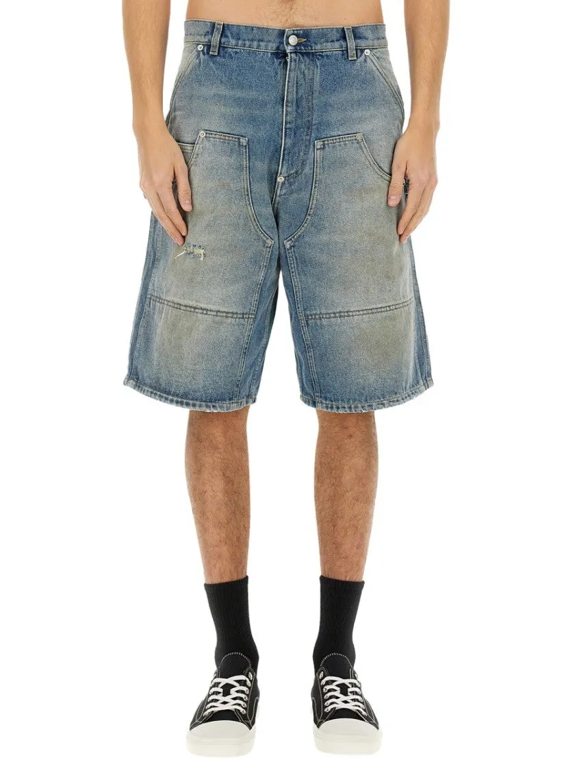 Denim Shorts With Faded Wash