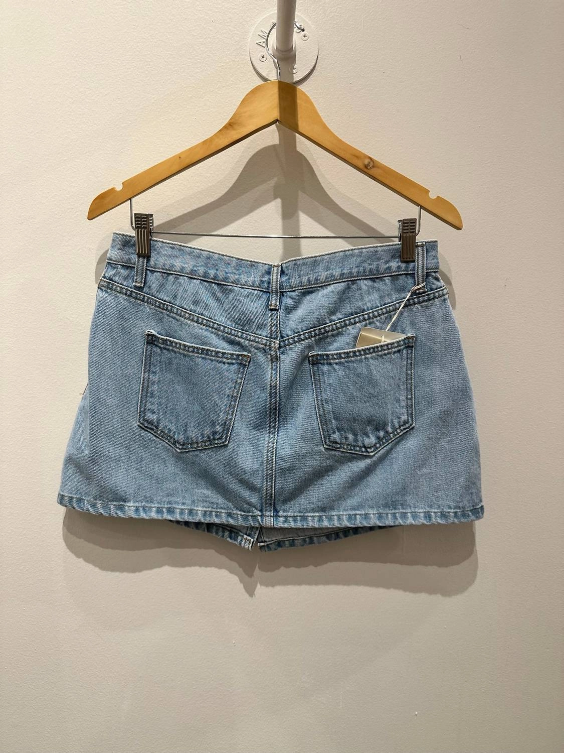 Denim Asymmetrical Mini Skirt In Blue