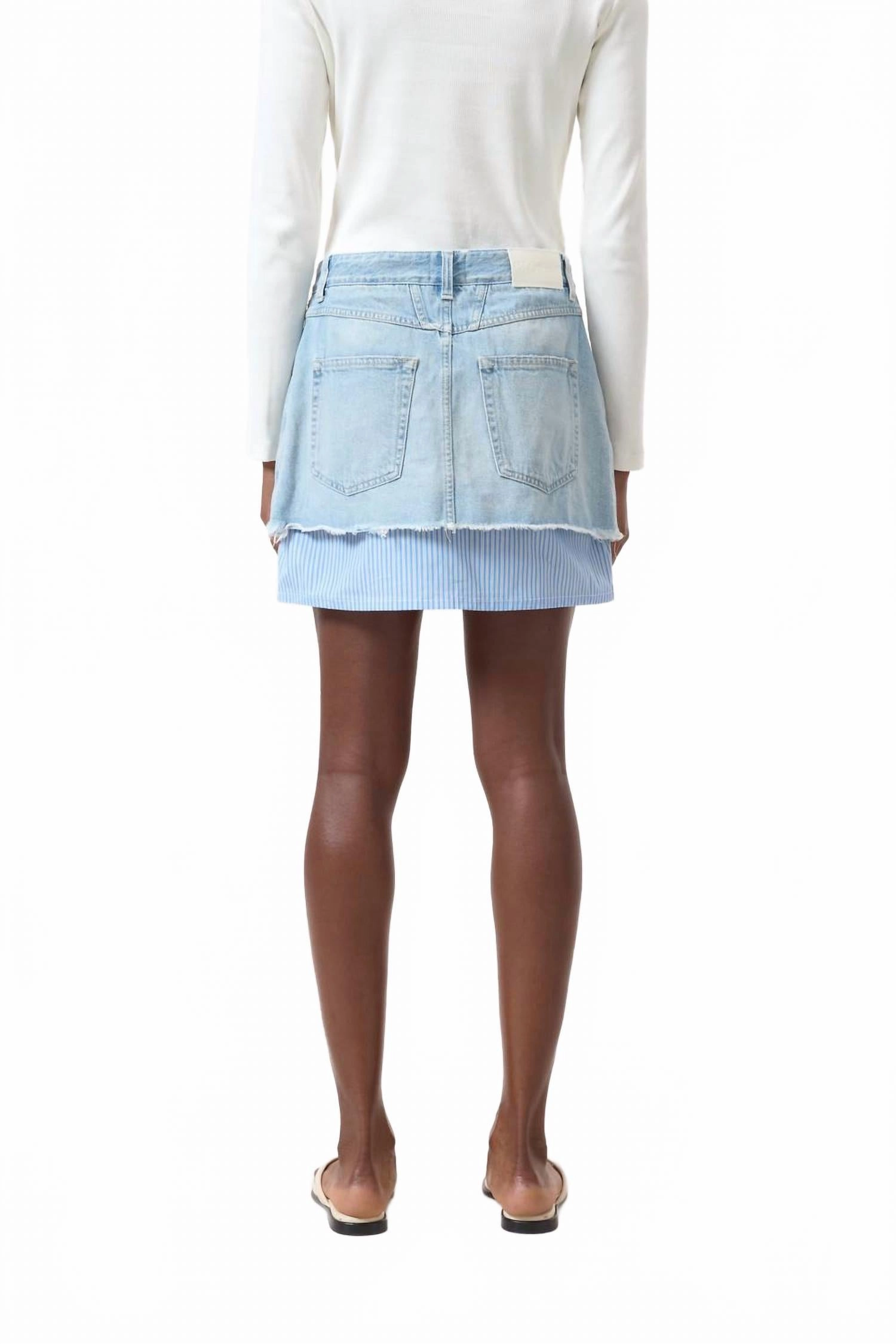 Denim Poplin Mini Skirt In Light Blue