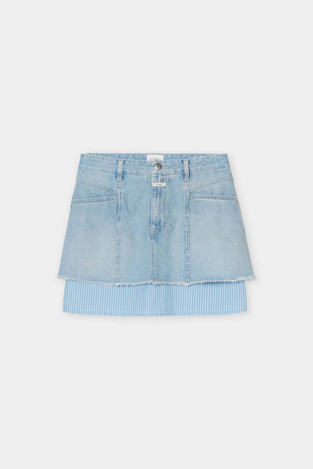 Denim Poplin Mini Skirt In Light Blue