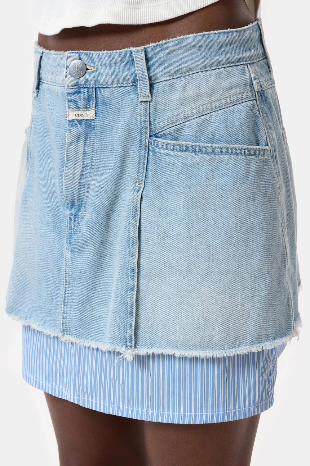 Denim Poplin Mini Skirt In Light Blue