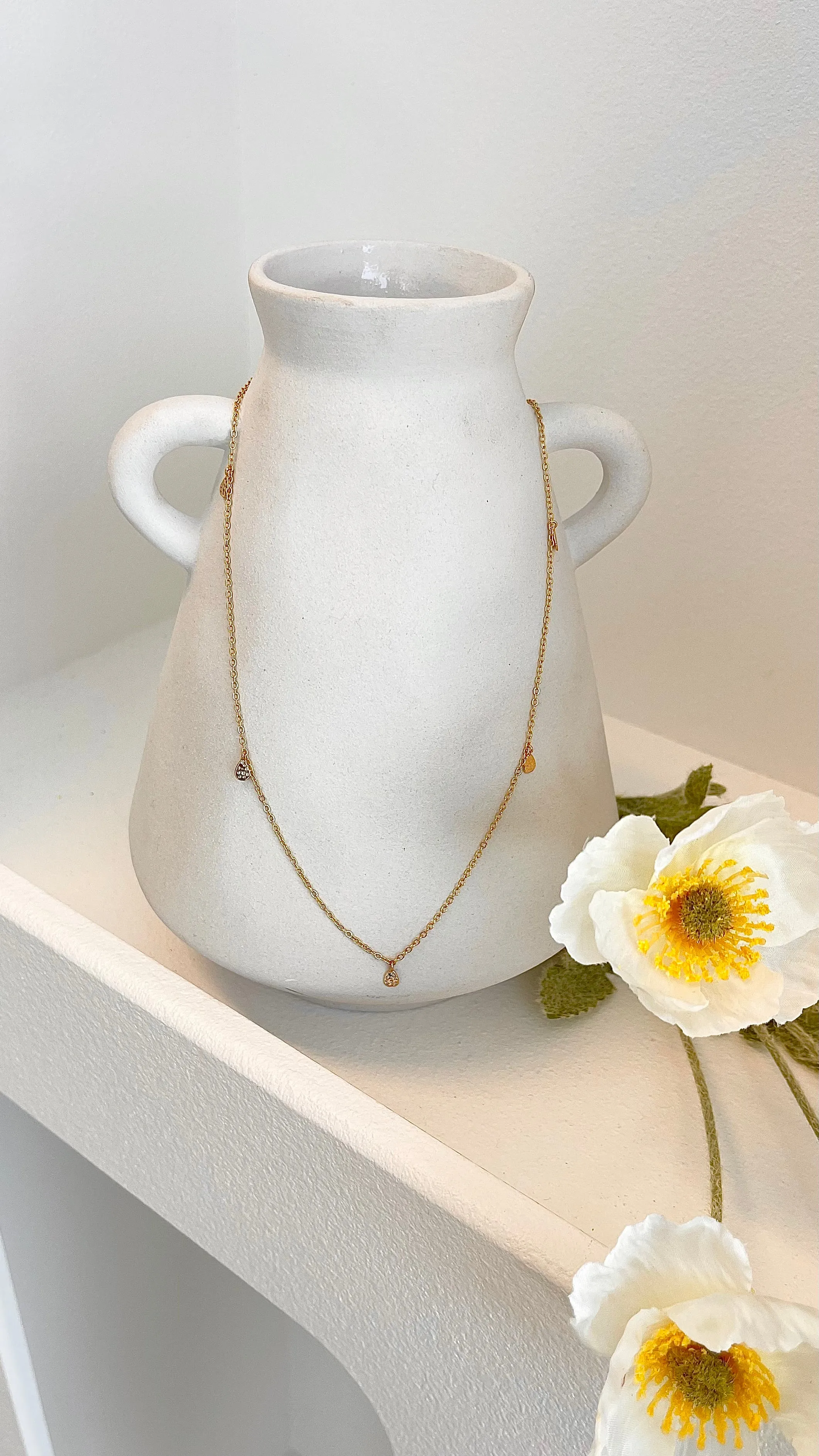 Diamant Teardrop 18K Gold Plated Necklace - Gold