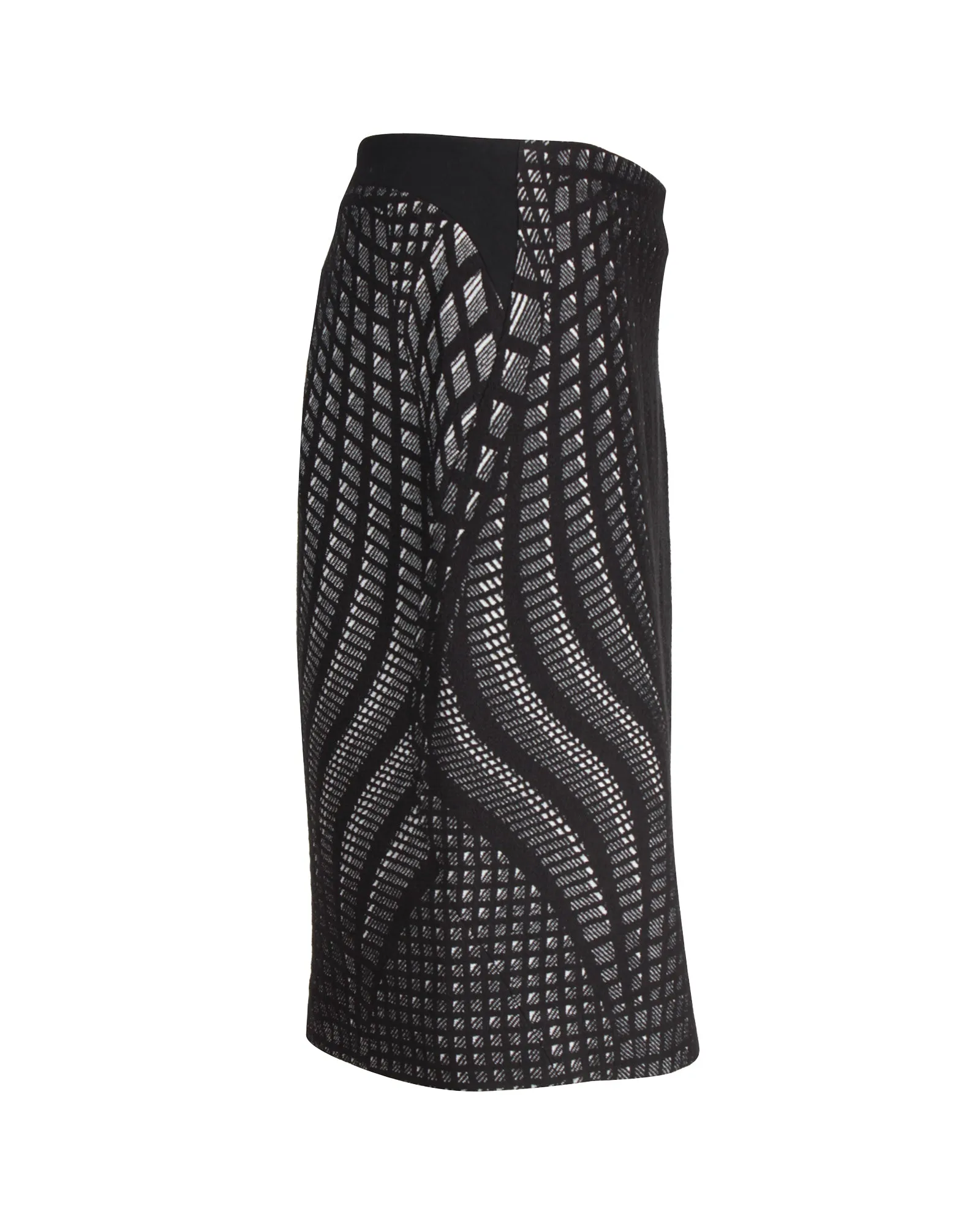Diane Von Furstenberg Jacquard Pencil Skirt in Black Wool