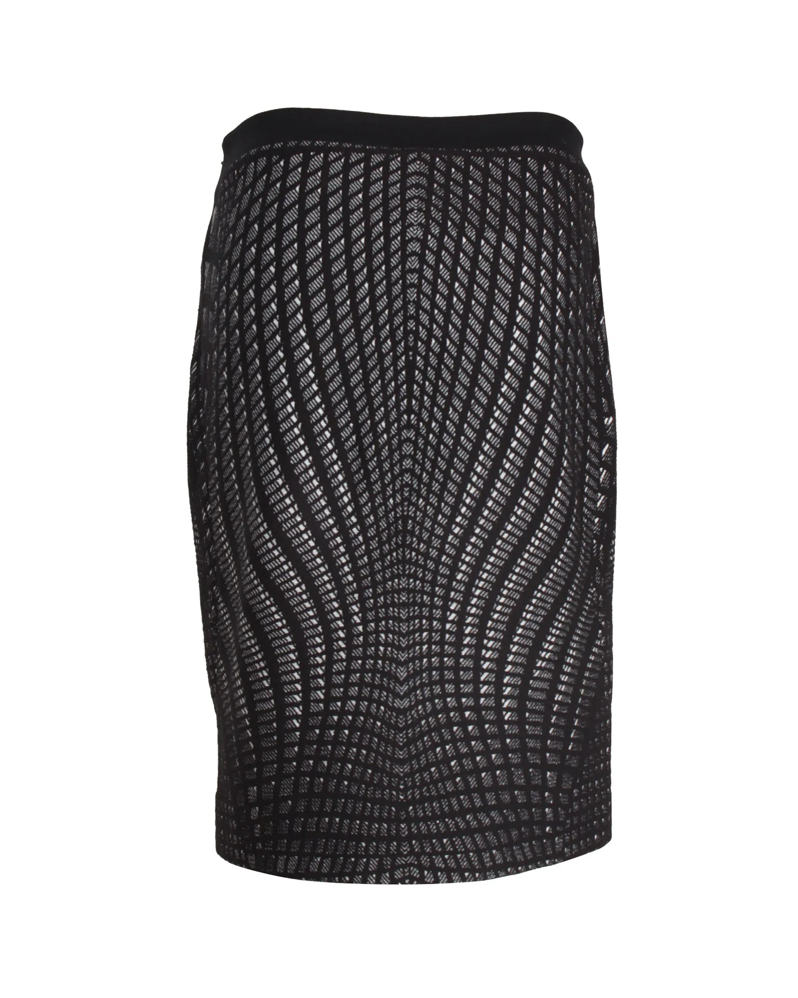 Diane Von Furstenberg Jacquard Pencil Skirt in Black Wool