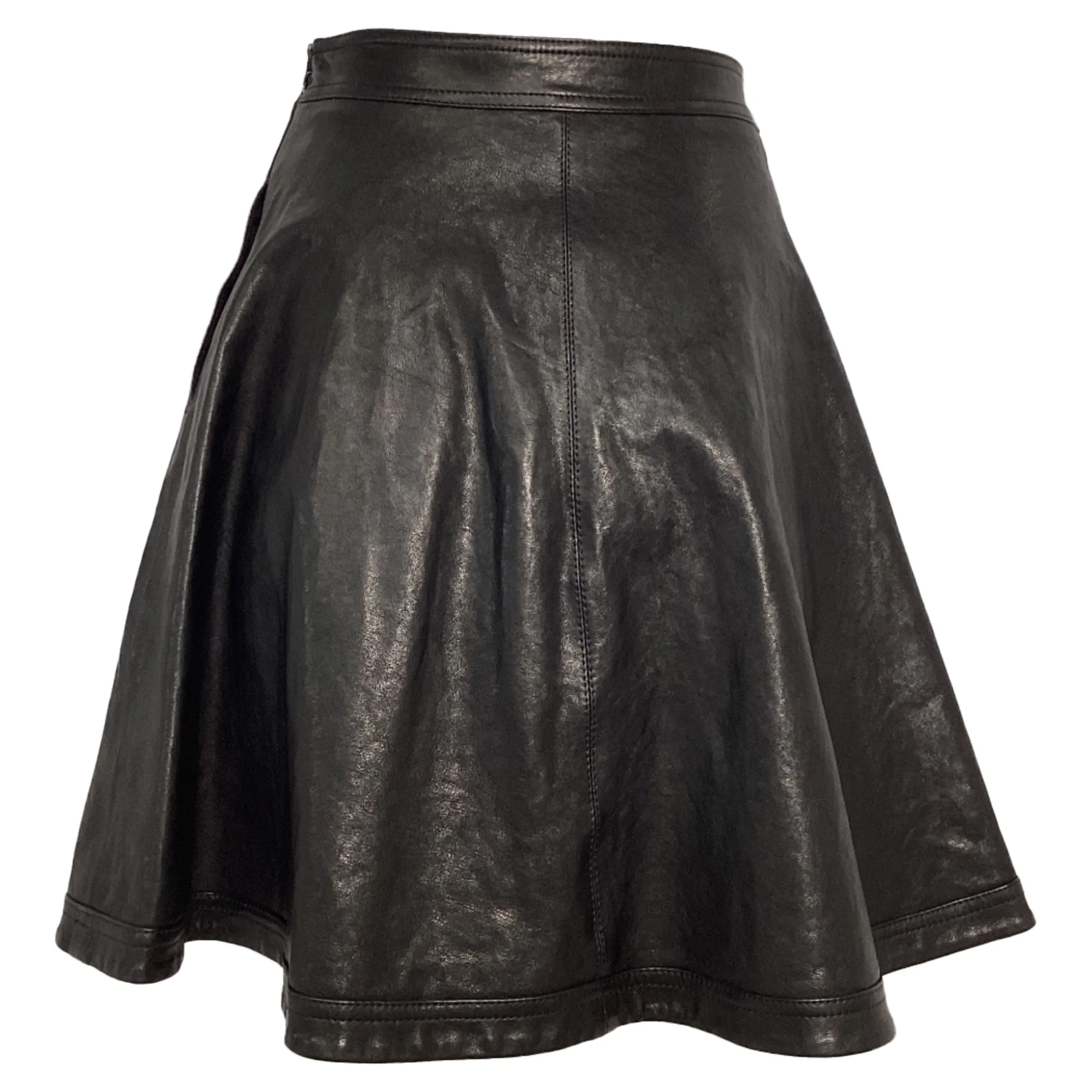 Diane von Furstenberg Riley Skirt in Black Leather