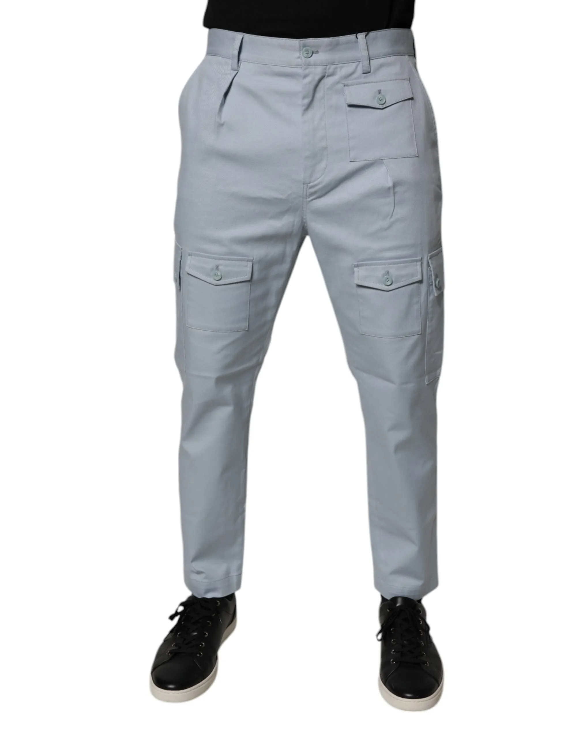 Dolce & Gabbana blue Cotton Cargo Tape Men's Pants