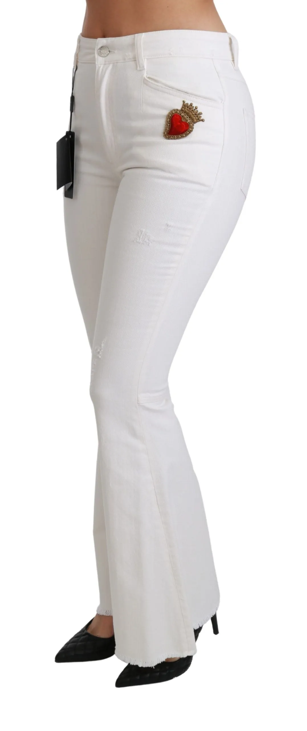 Dolce & Gabbana Chic Fla Mid Waist Embroide Women's Pants