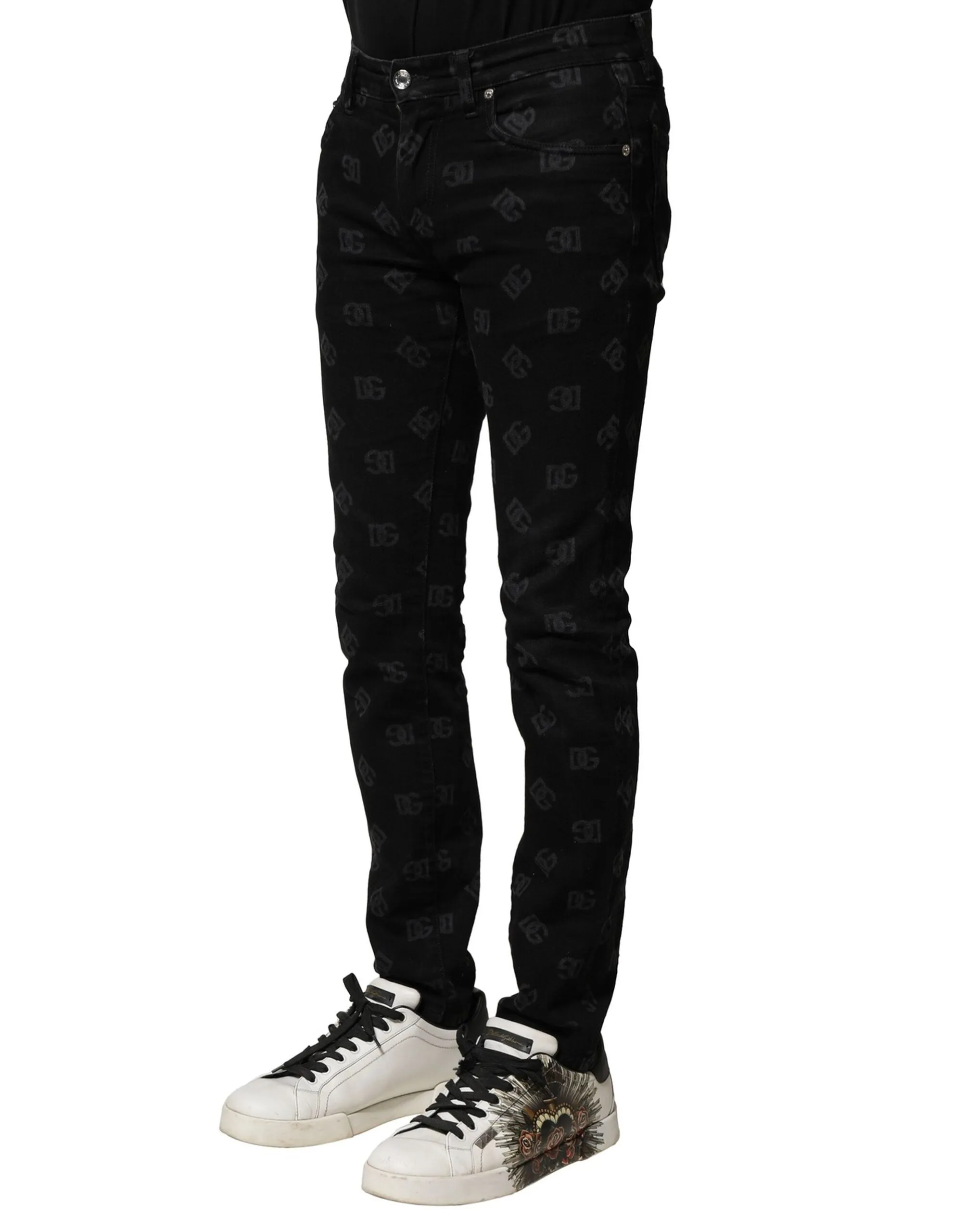 Dolce & Gabbana Cotton DG Logo Skinny Men blue Men's Jeans (Pre-Owned)