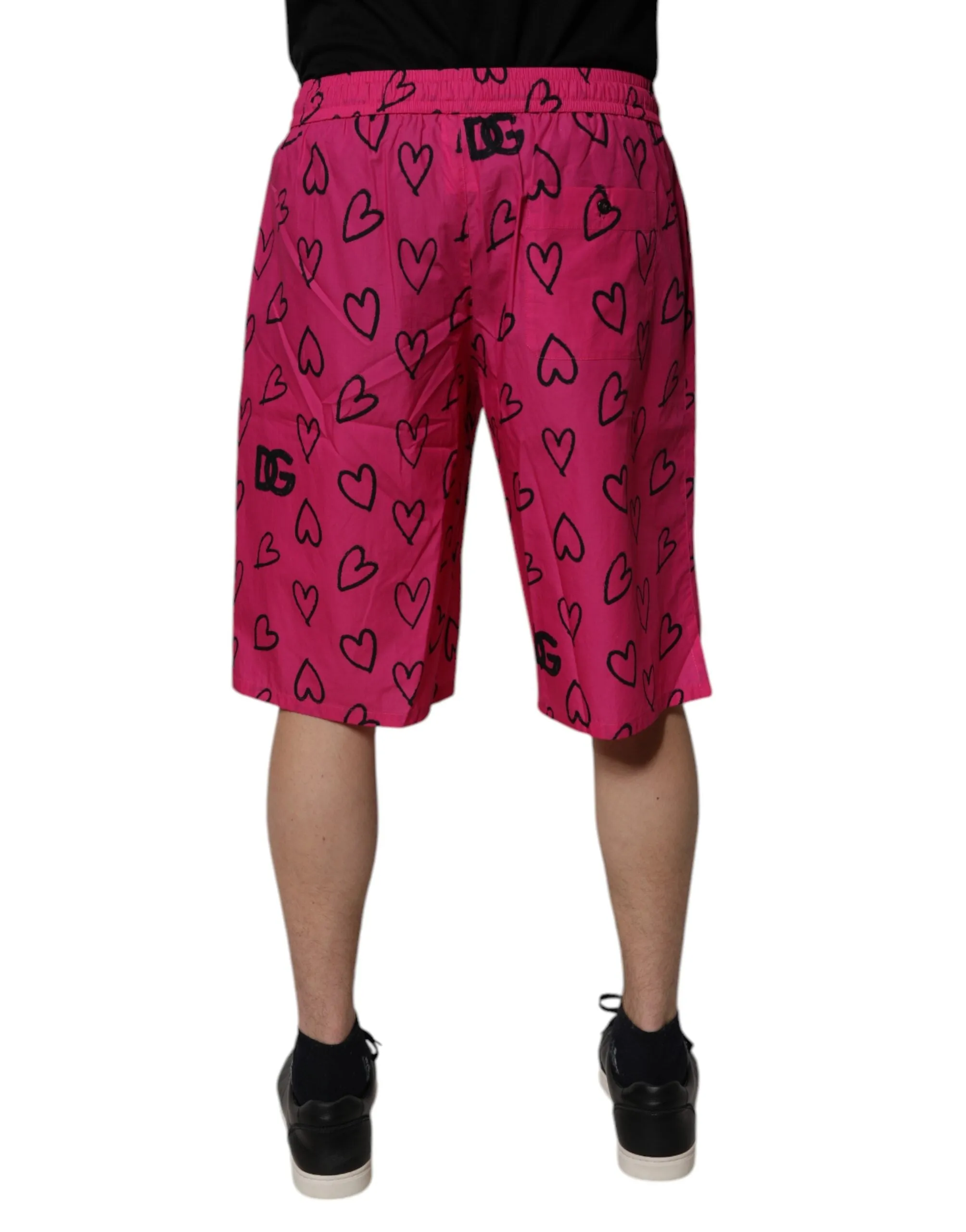 Dolce & Gabbana Cotton Heart Print Bermuda Men's Shorts