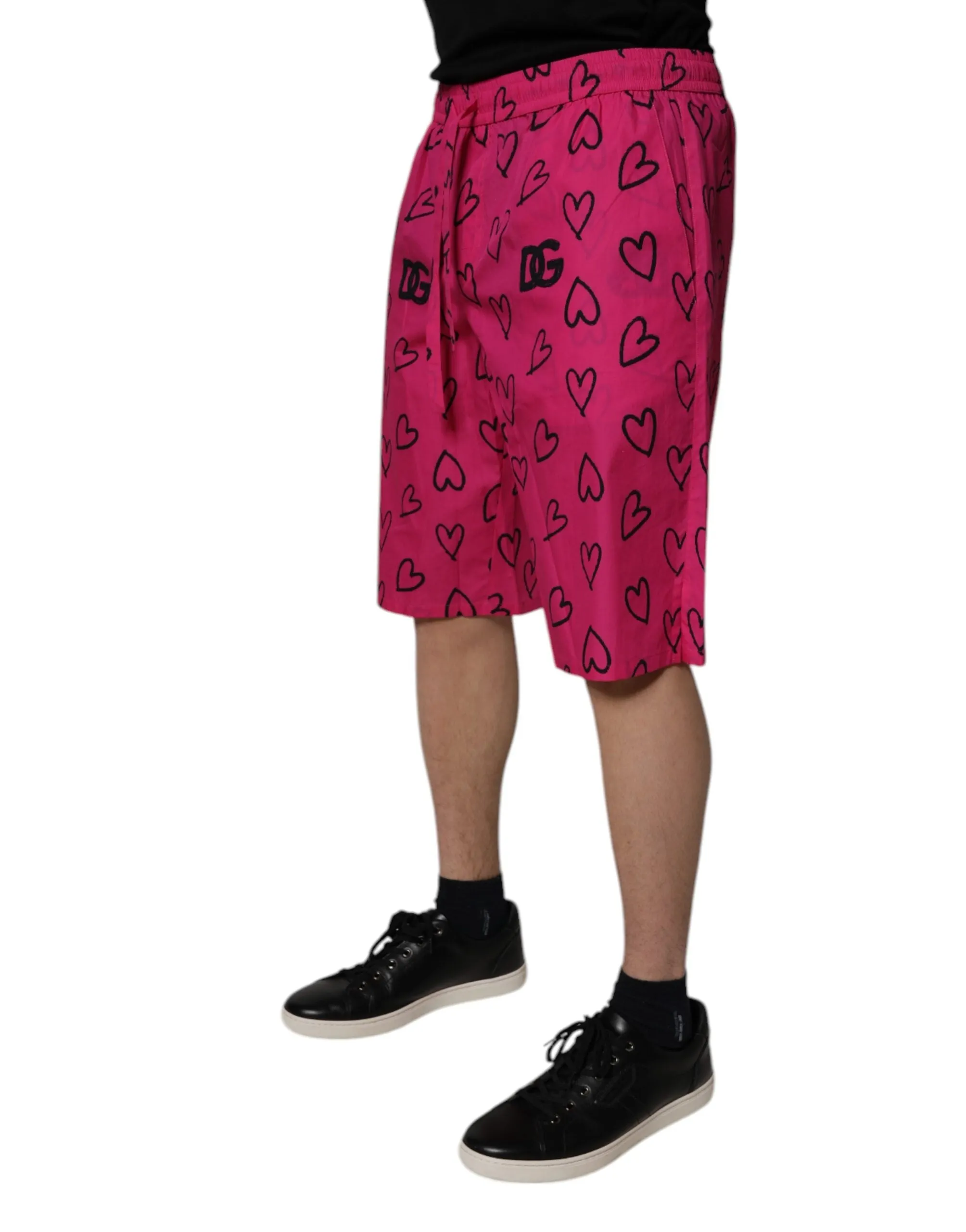 Dolce & Gabbana Cotton Heart Print Bermuda Men's Shorts