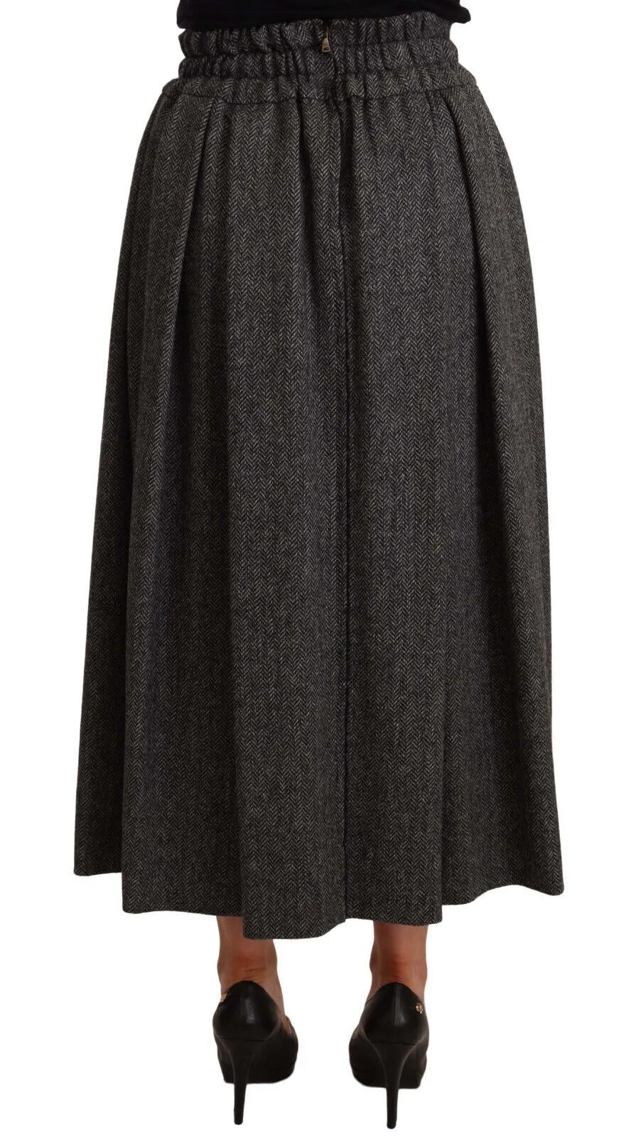 Dolce & Gabbana Elegant A-Line Midi Wool Skirt in Women's Zigzag