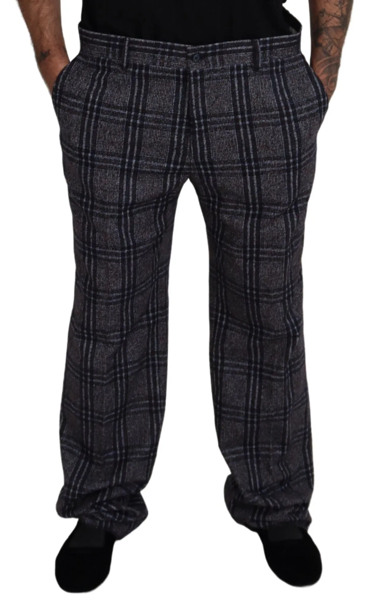 Dolce & Gabbana Elegant Checke Alpaca Blend Men's Pants