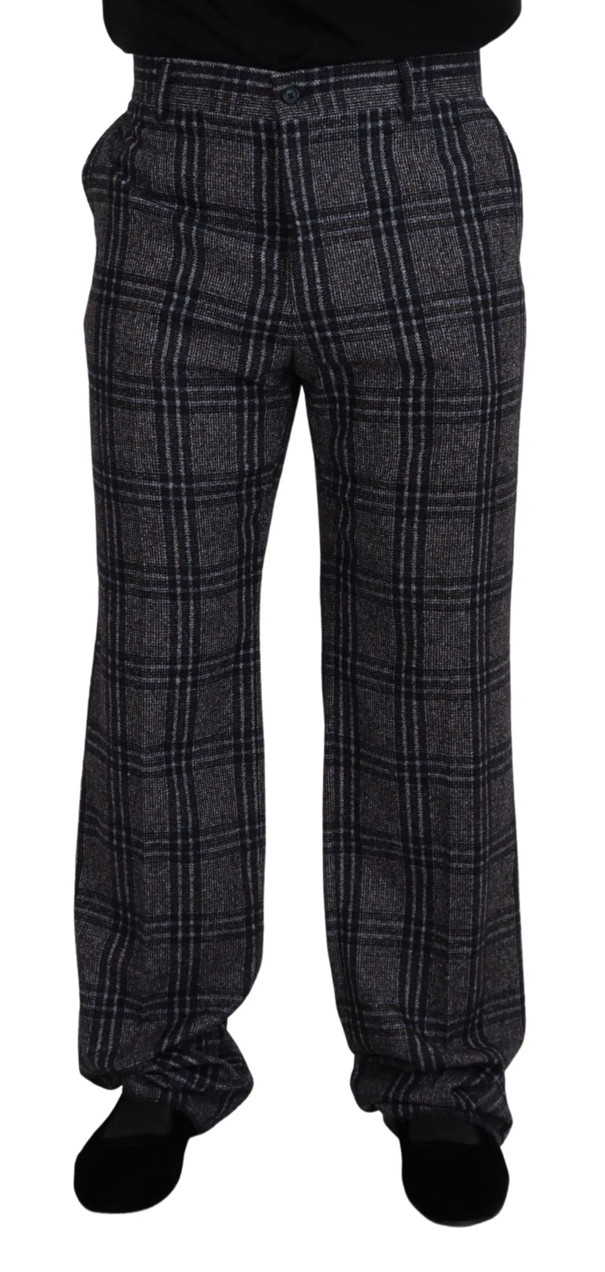 Dolce & Gabbana Elegant Checke Alpaca Blend Men's Pants