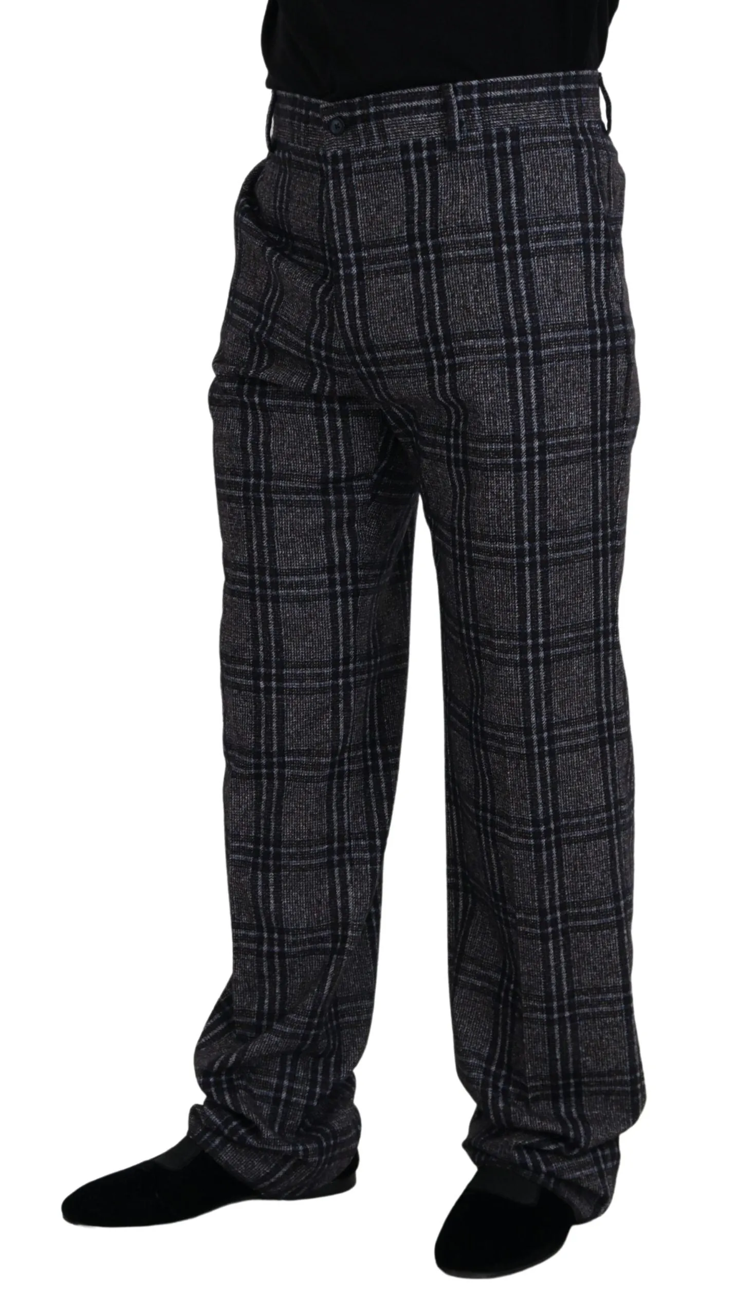 Dolce & Gabbana Elegant Checke Alpaca Blend Men's Pants
