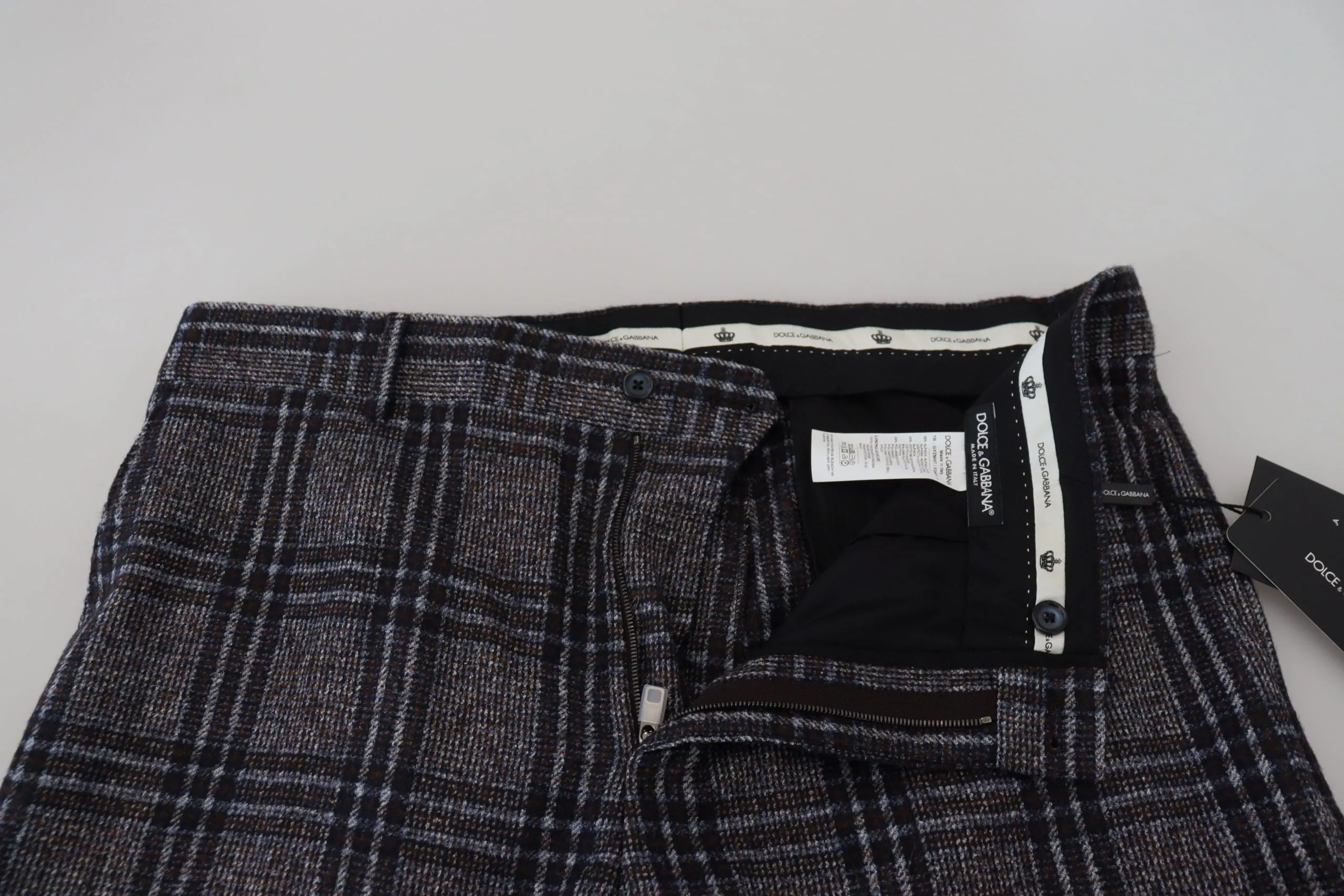 Dolce & Gabbana Elegant Checke Alpaca Blend Men's Pants