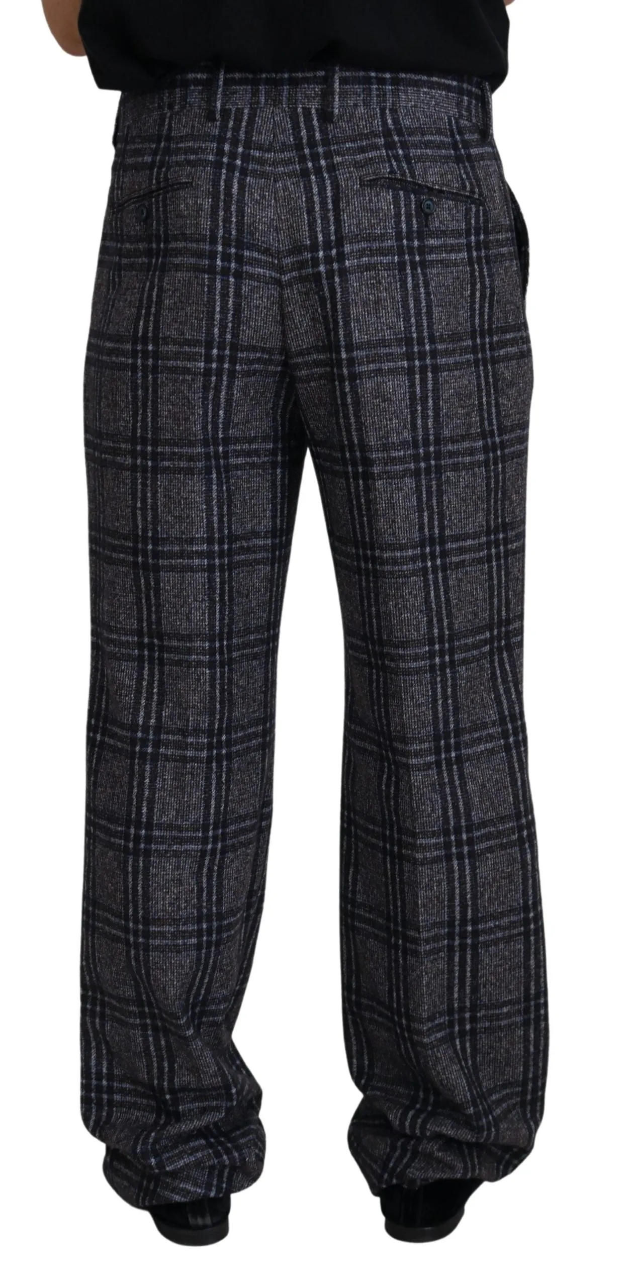 Dolce & Gabbana Elegant Checke Alpaca Blend Men's Pants