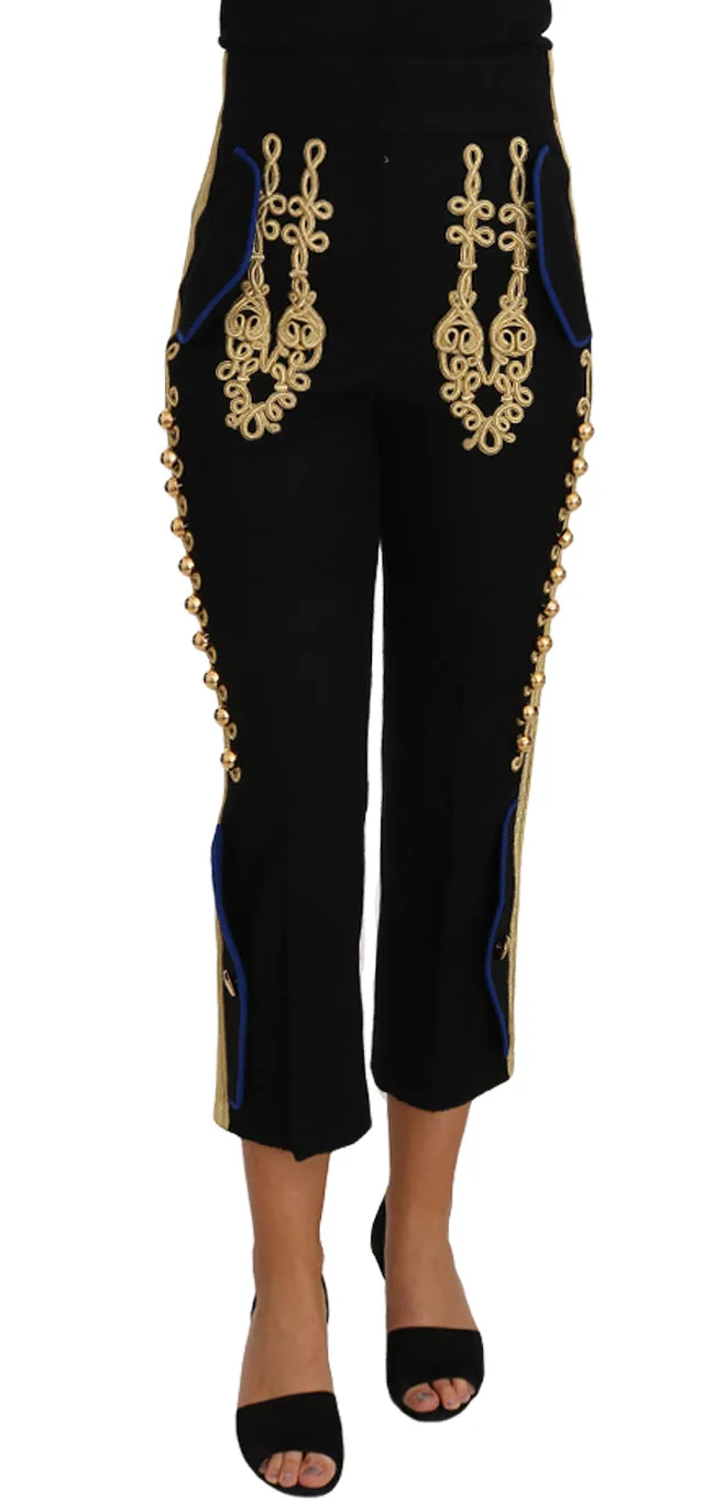 Dolce & Gabbana Elegant Military Embellished Women's Pants