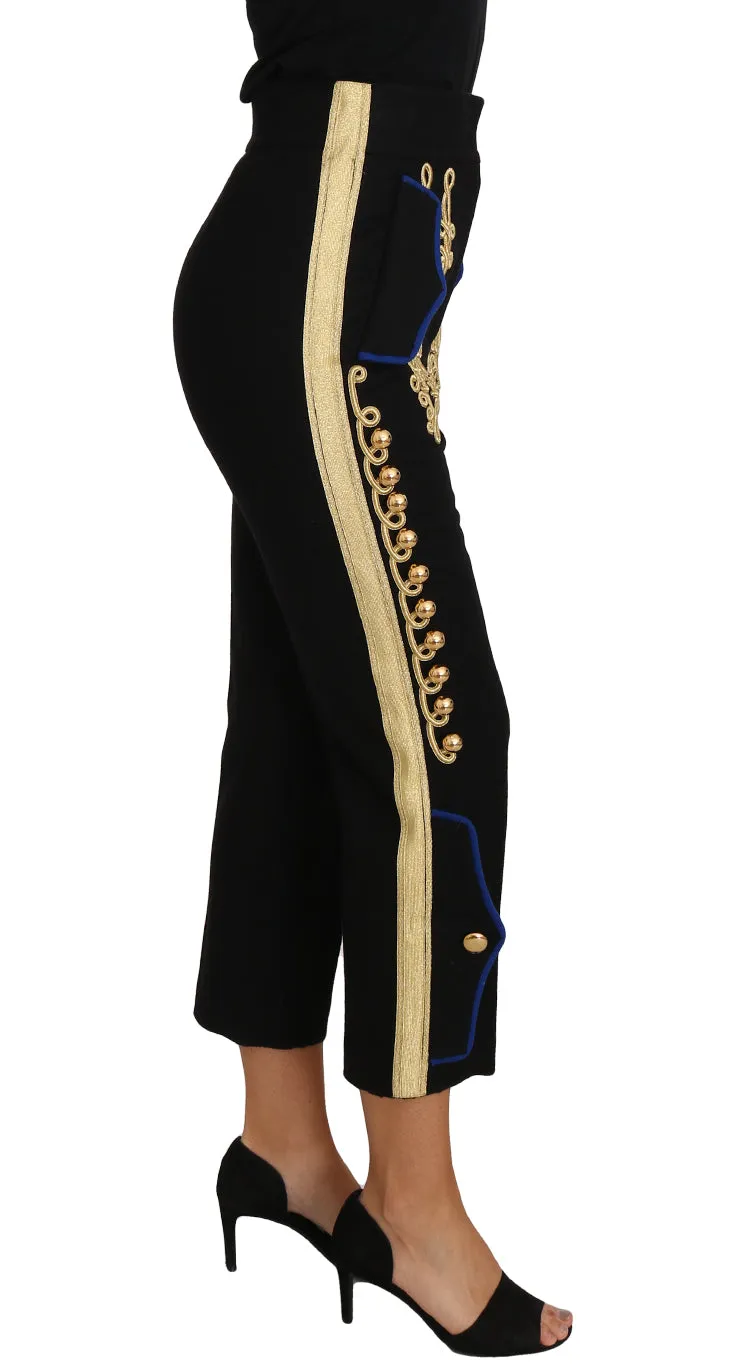 Dolce & Gabbana Elegant Military Embellished Women's Pants