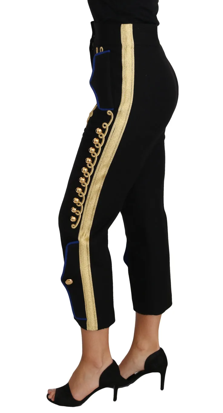 Dolce & Gabbana Elegant Military Embellished Women's Pants