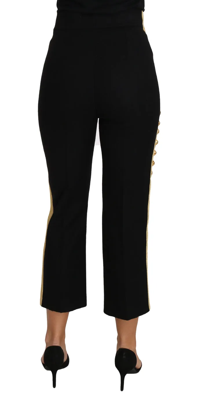 Dolce & Gabbana Elegant Military Embellished Women's Pants