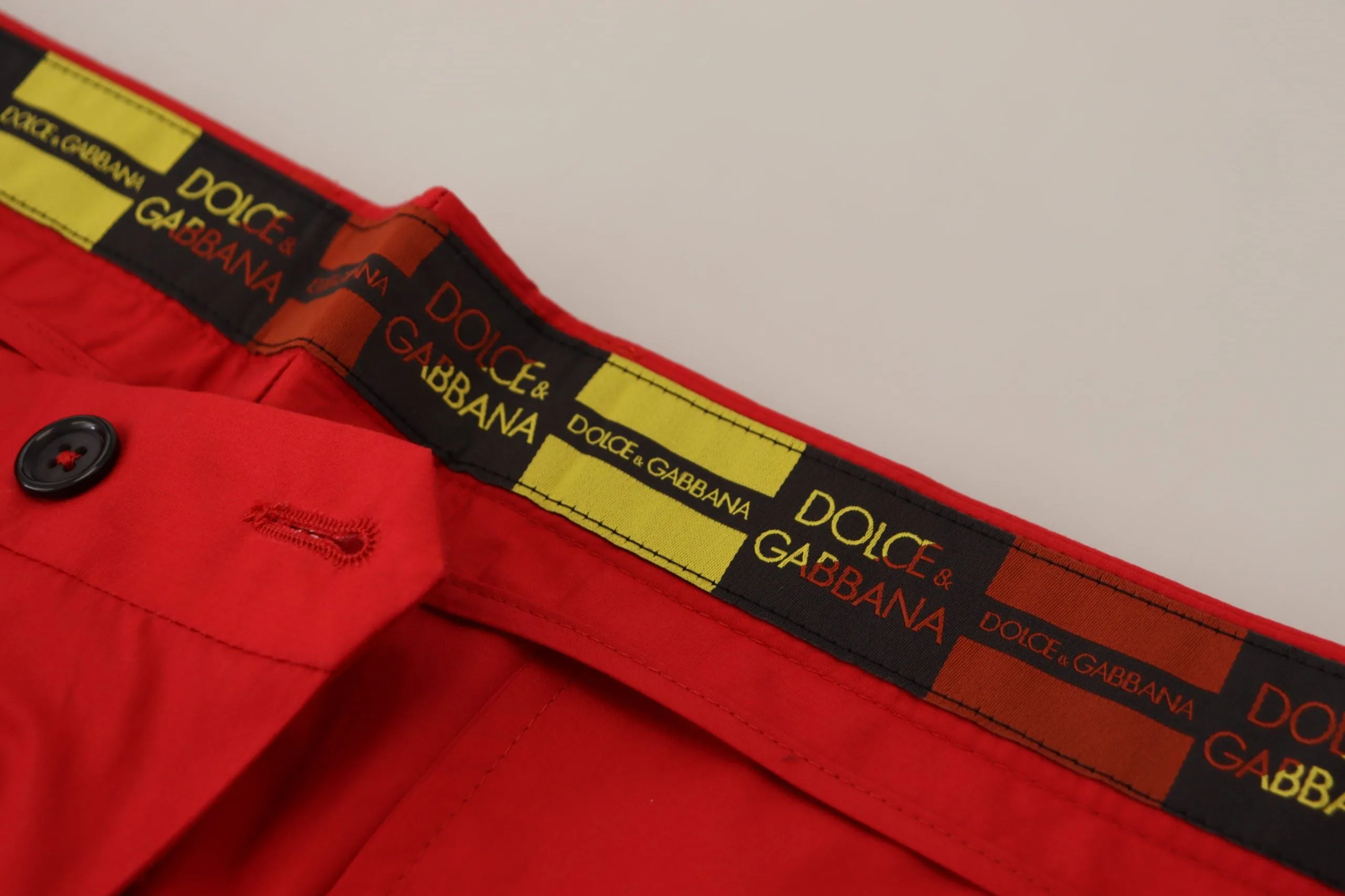 Dolce & Gabbana Elegant Slim Fit Crimson Men's Chinos