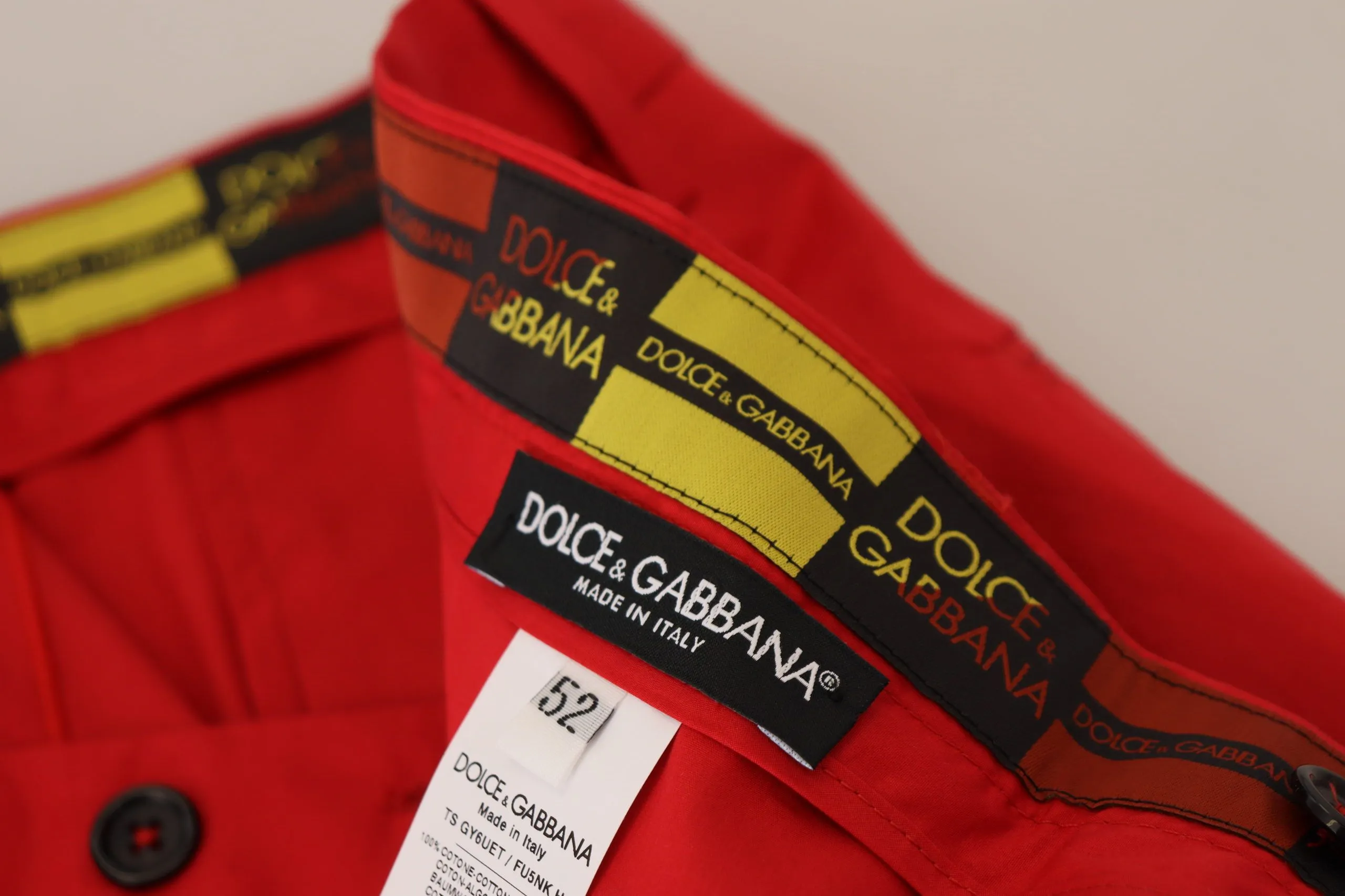 Dolce & Gabbana Elegant Slim Fit Crimson Men's Chinos