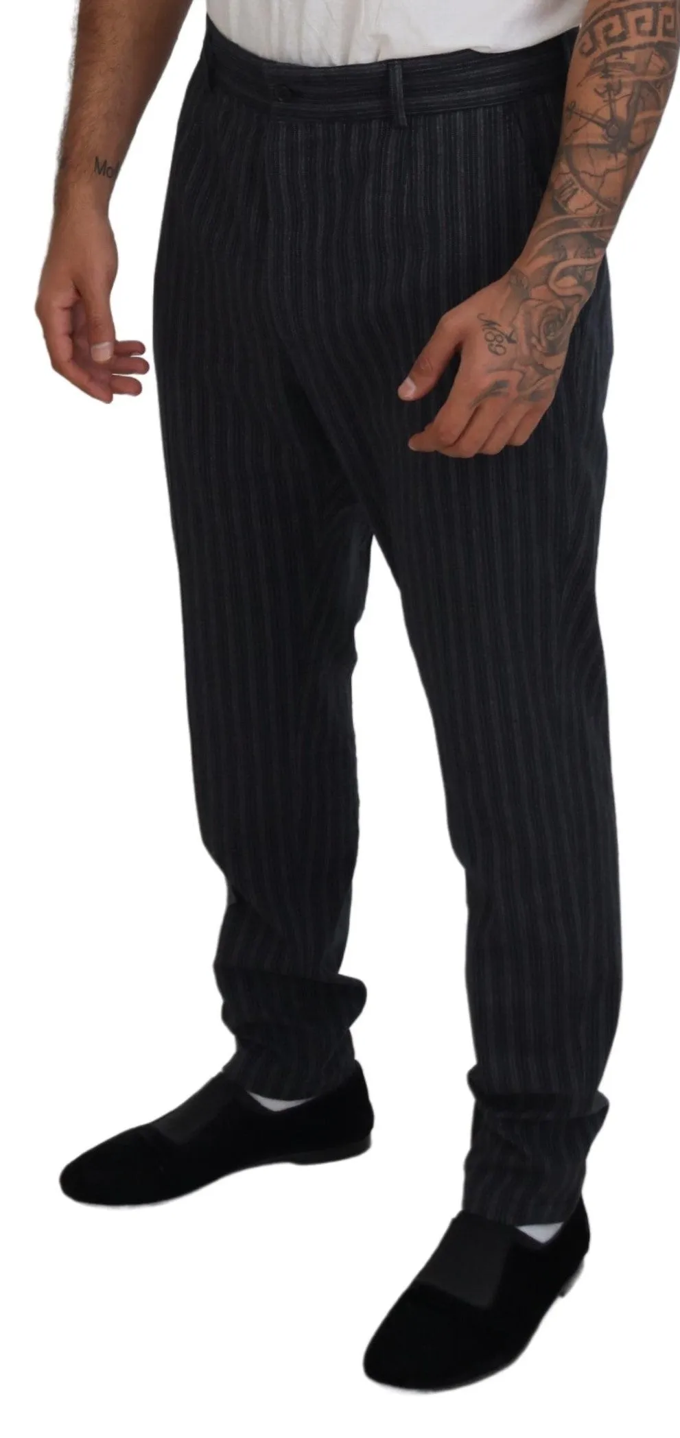 Dolce & Gabbana Elegant Striped Chino Dress Men's Pants