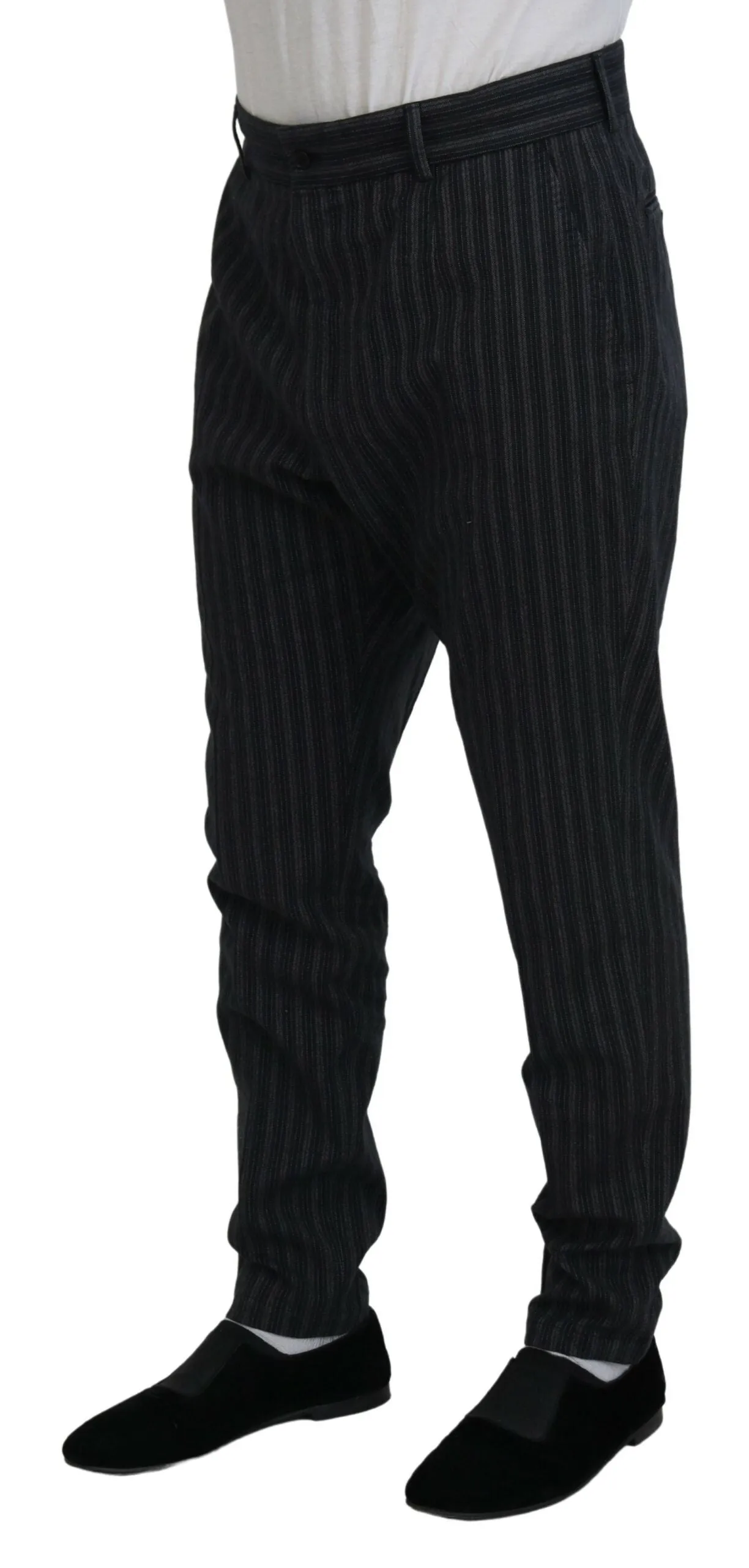 Dolce & Gabbana Elegant Striped Chino Dress Men's Pants