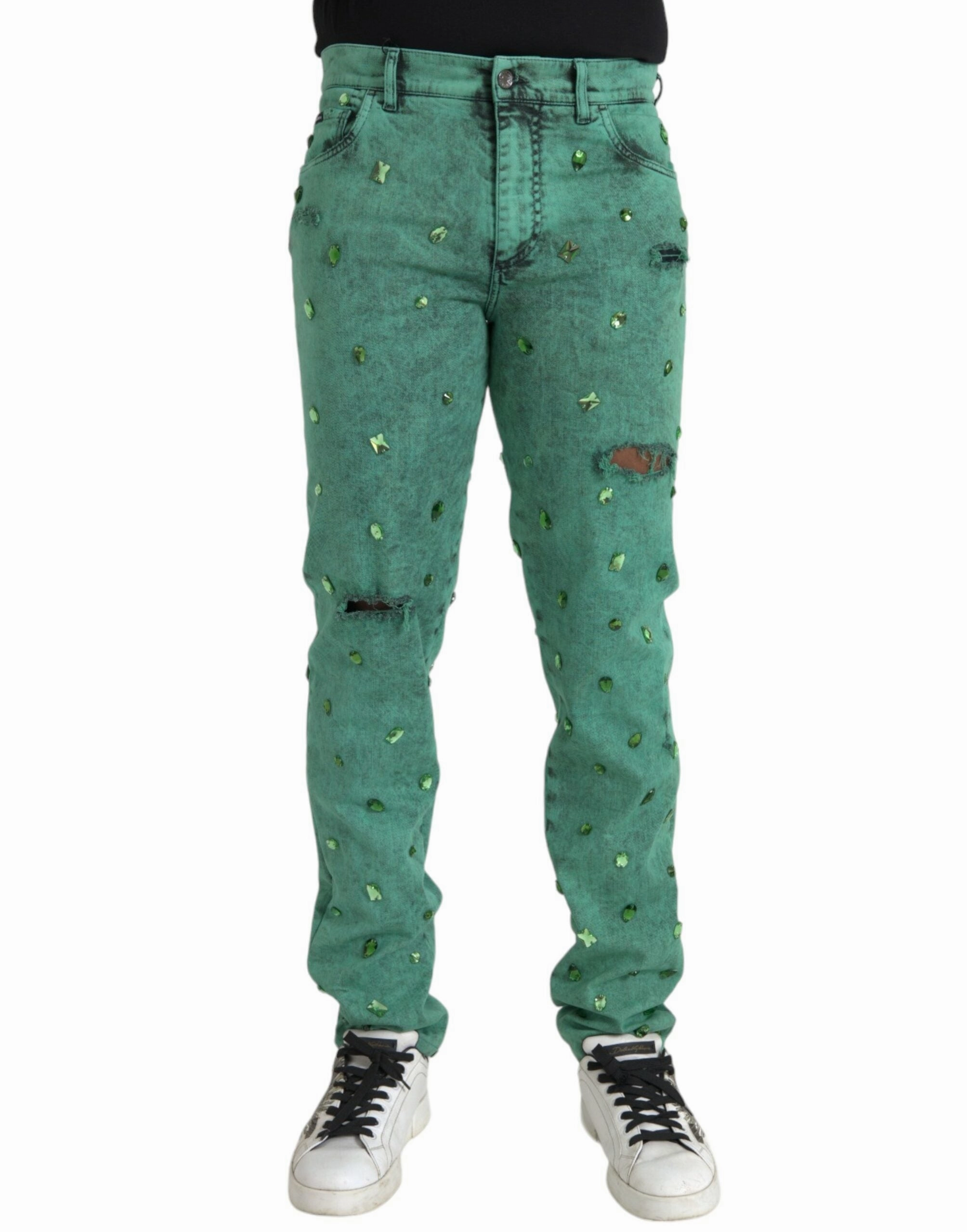 Dolce & Gabbana Crystals Cotton Stretch Slim Men's Jeans