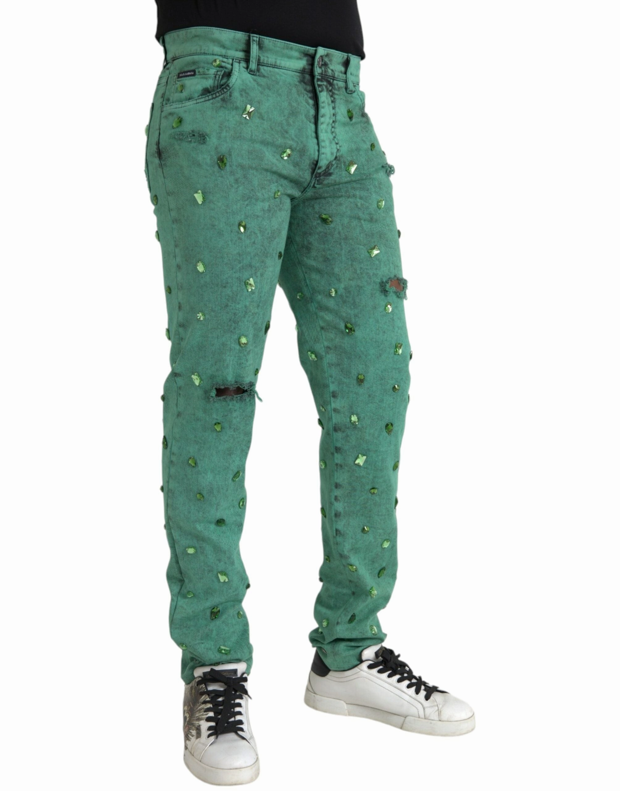 Dolce & Gabbana Crystals Cotton Stretch Slim Men's Jeans