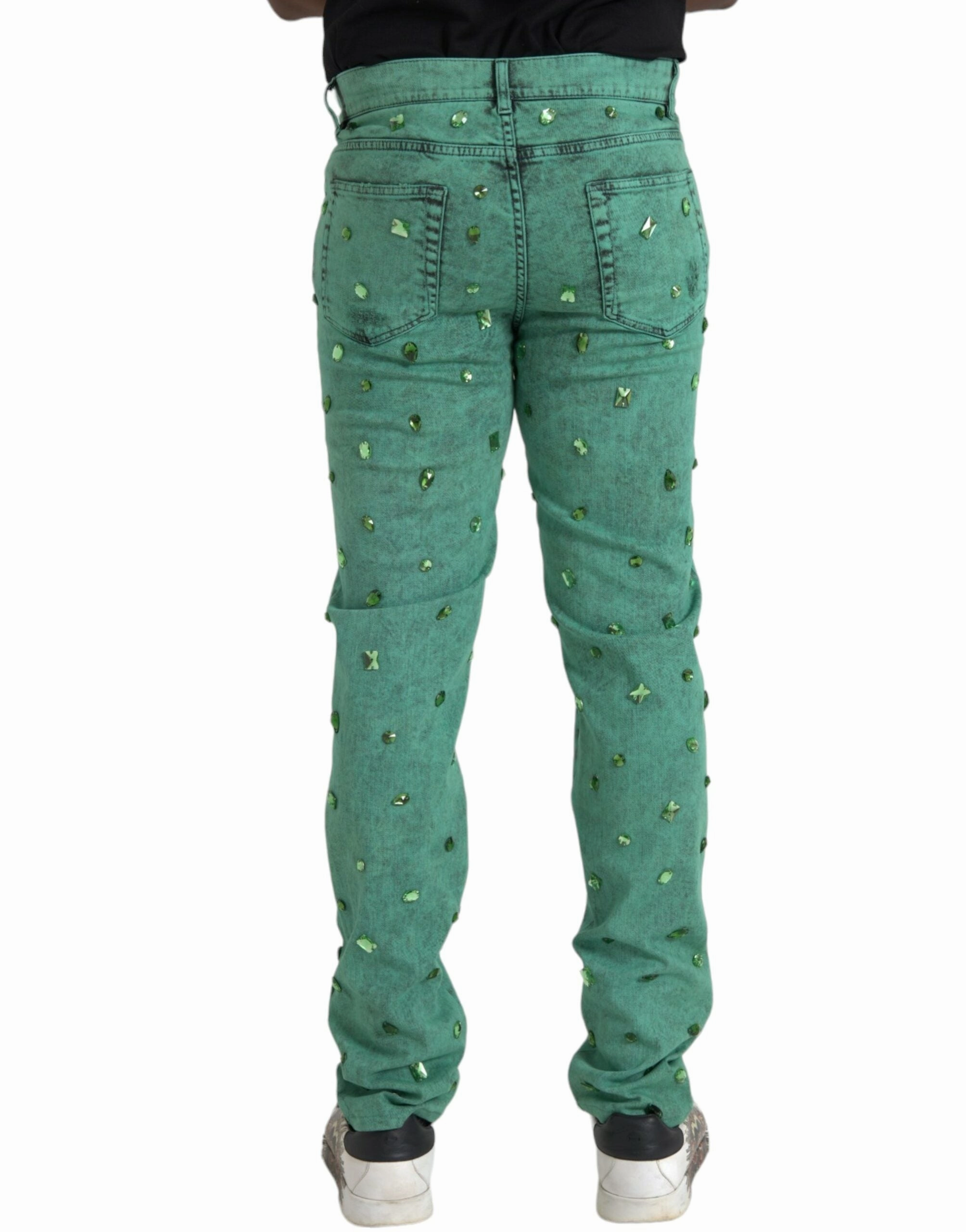 Dolce & Gabbana Crystals Cotton Stretch Slim Men's Jeans
