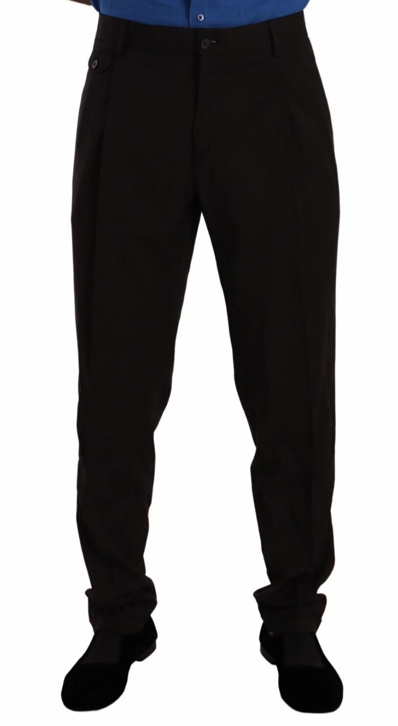 Dolce & Gabbana Elegant Striped Wool Dress Men's Pants
