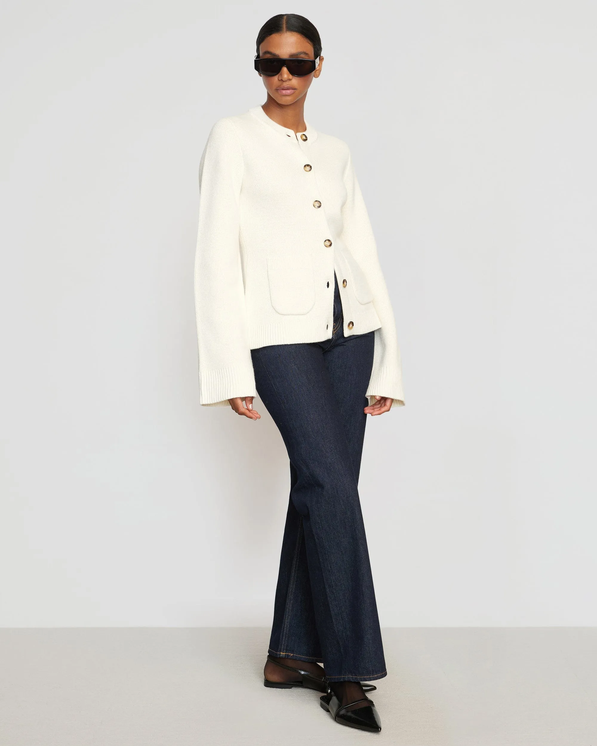 Eames Organic Cotton-Wool Button Cardigan