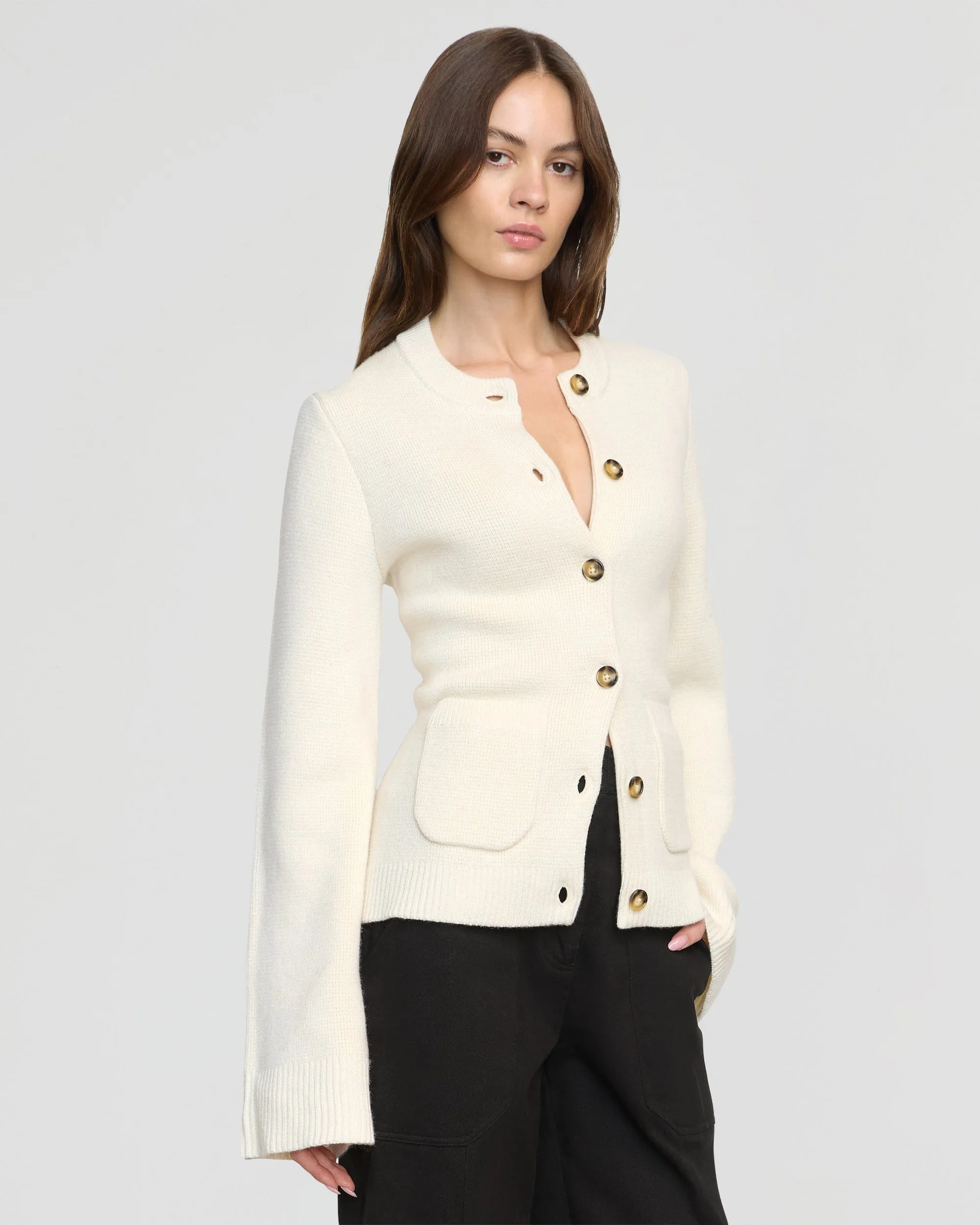 Eames Organic Cotton-Wool Button Cardigan