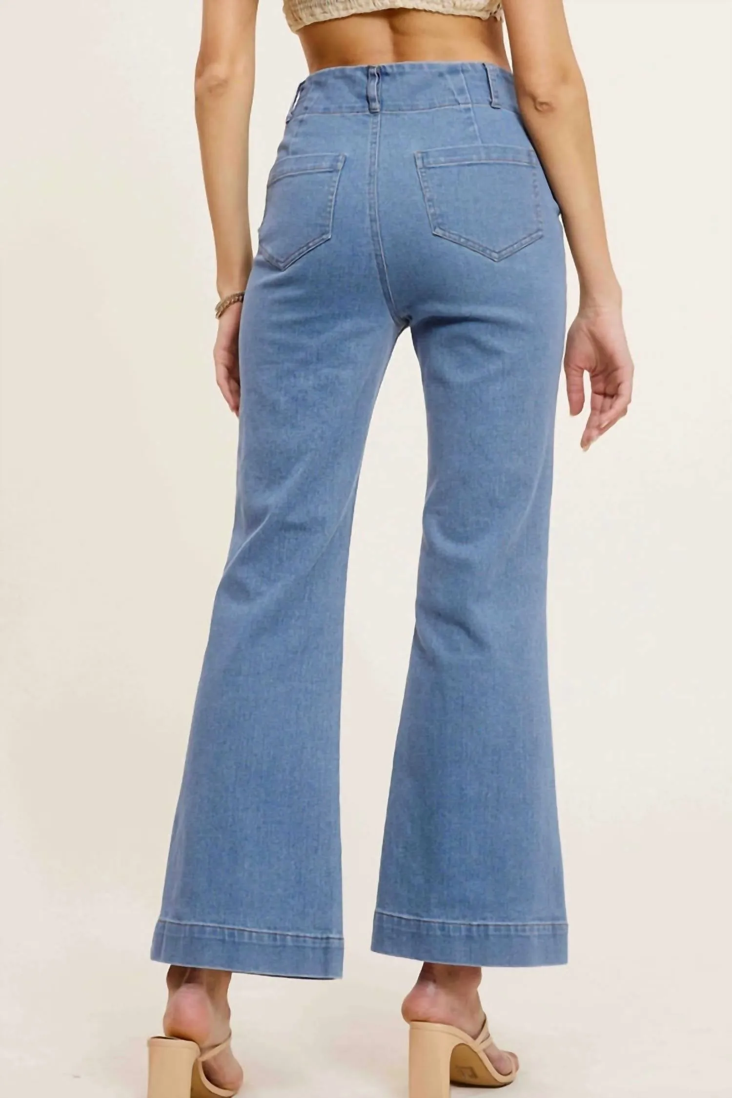 Effortless Chic High-Waisted Flare Jeans In Blue