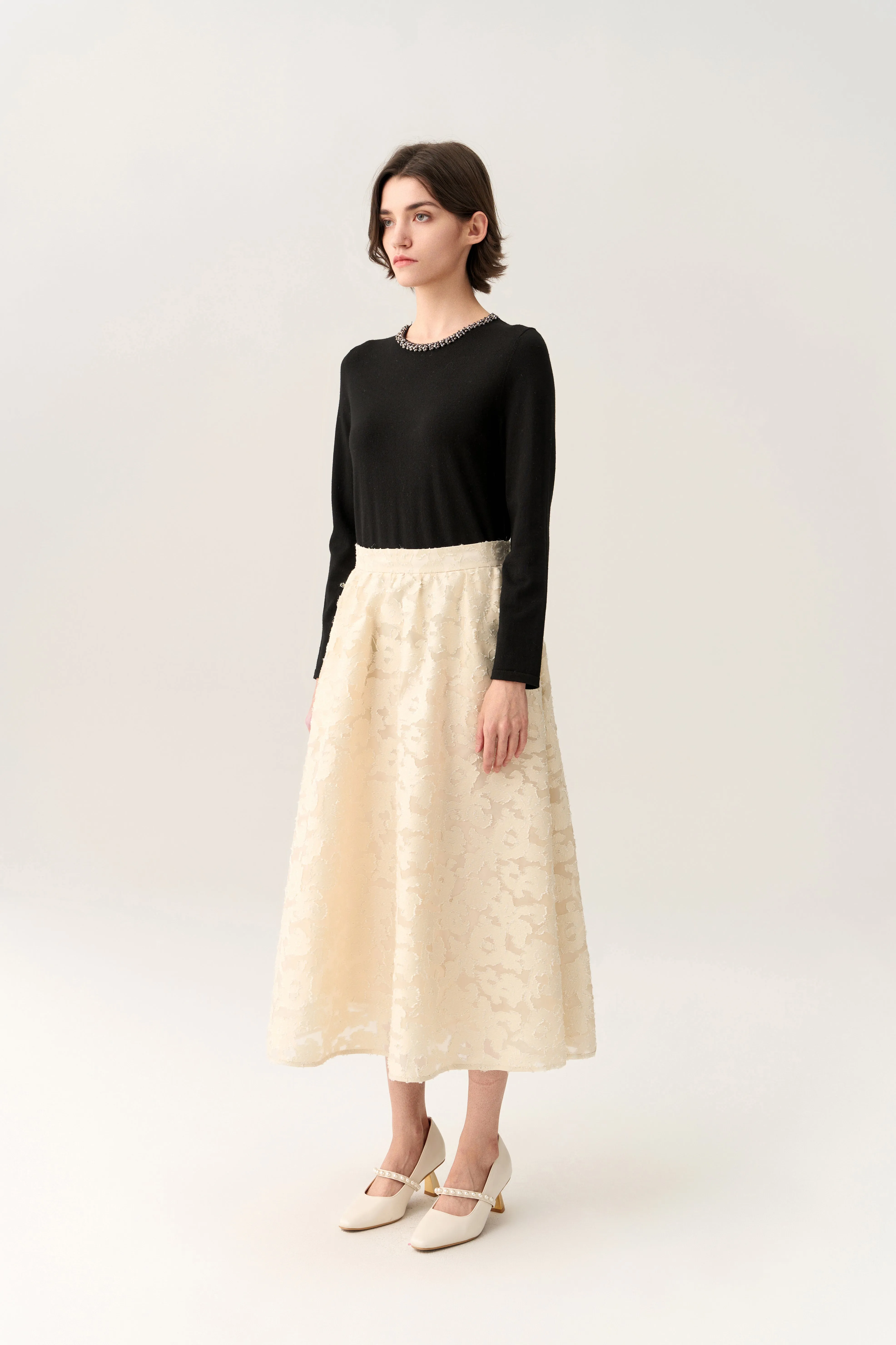 Embellished Neck Pullover