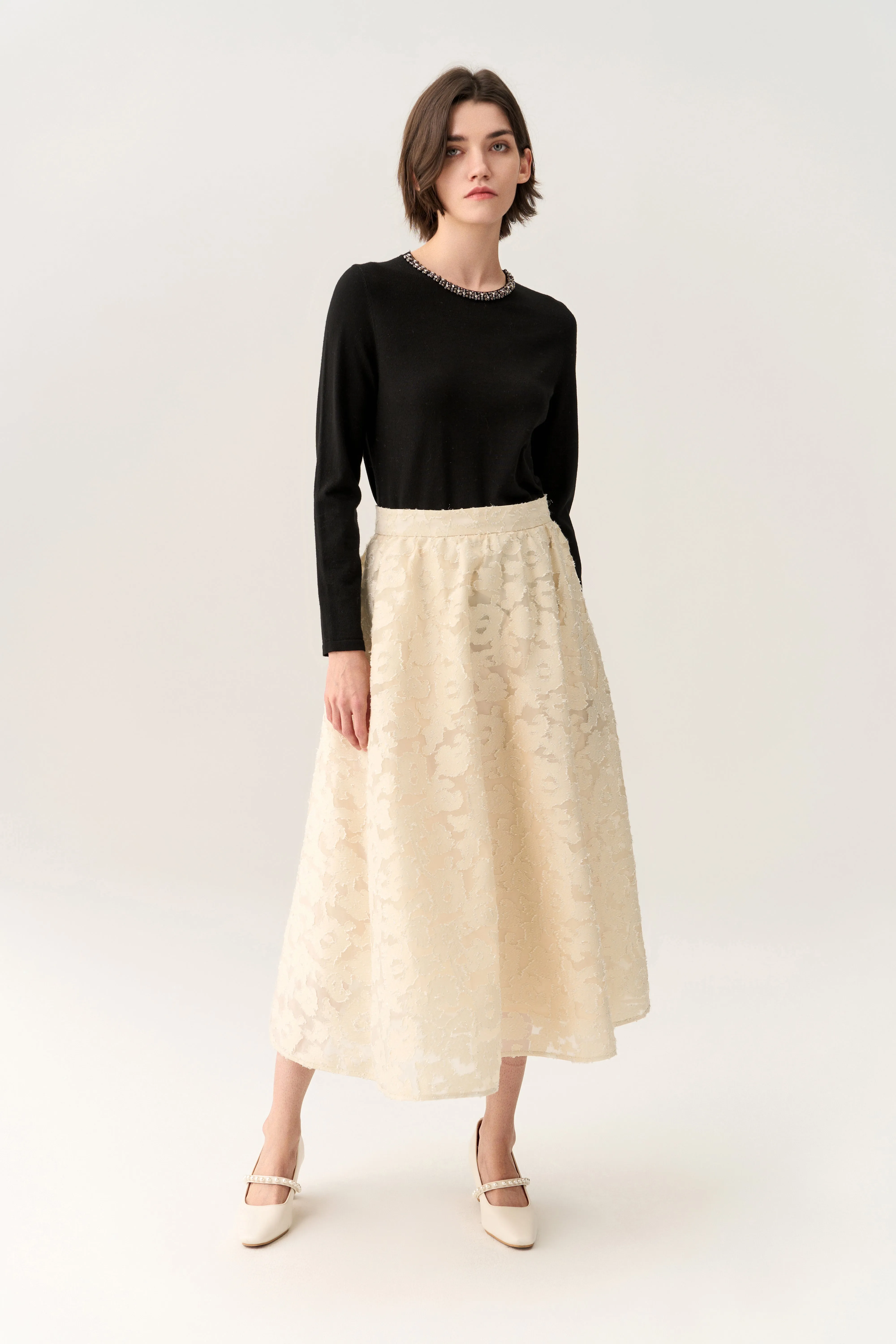 Embellished Neck Pullover