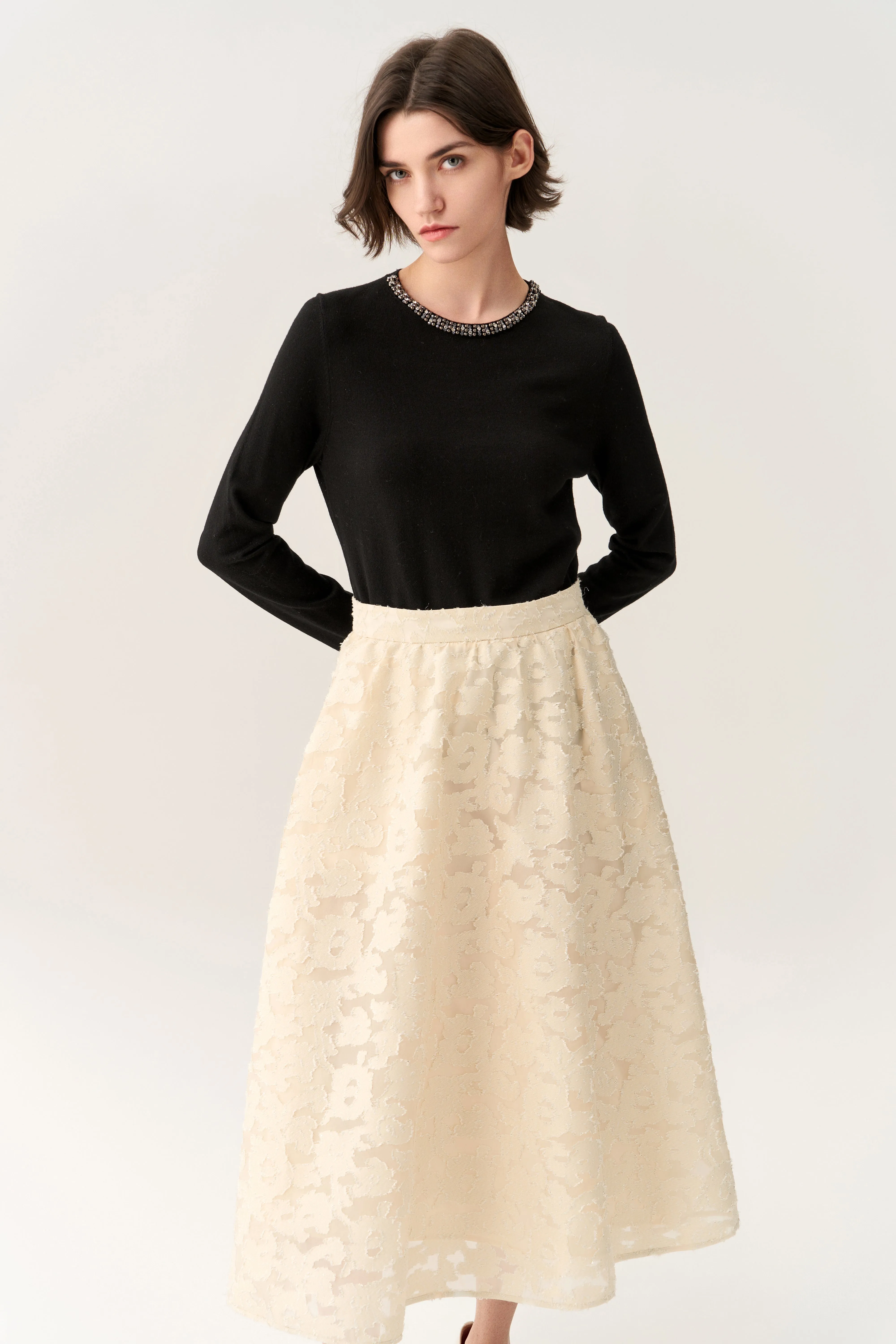 Embellished Neck Pullover