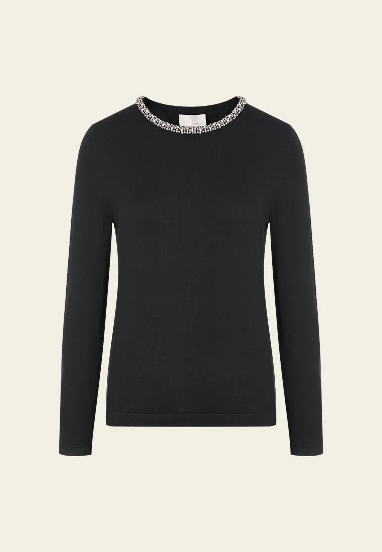Embellished Neck Pullover
