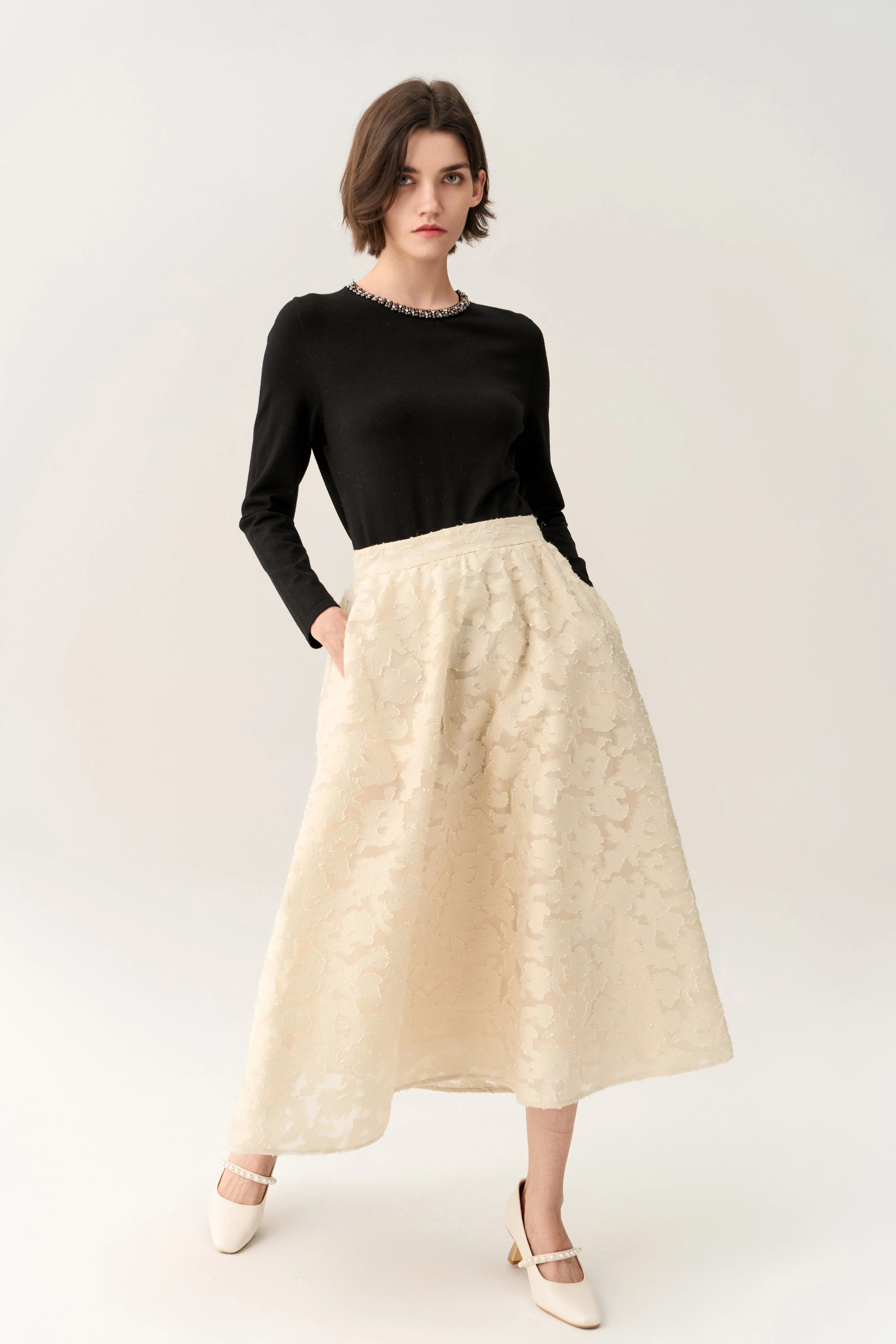 Embellished Neck Pullover
