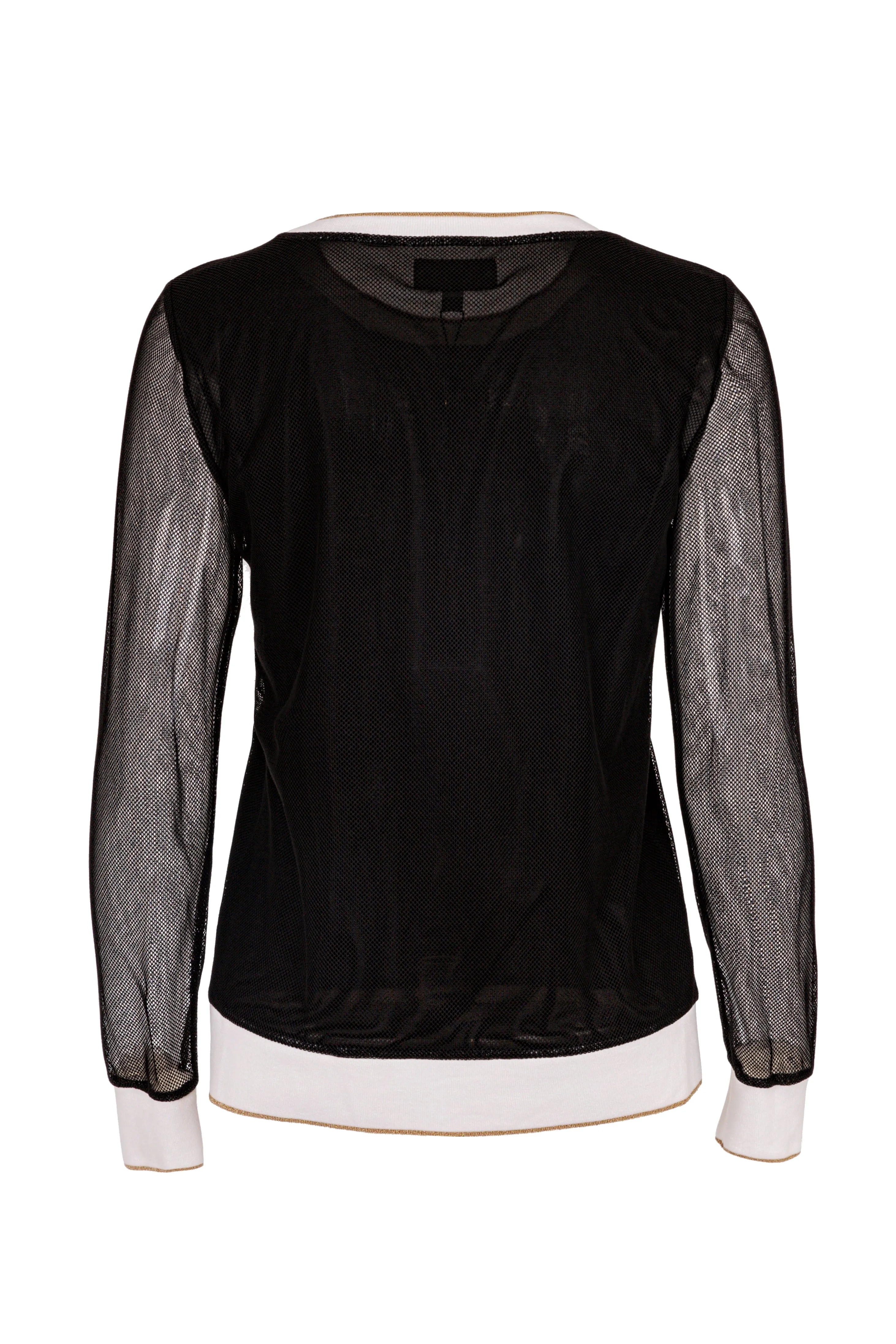 Embroidered Diamond Mesh Long Sleeve Shirt