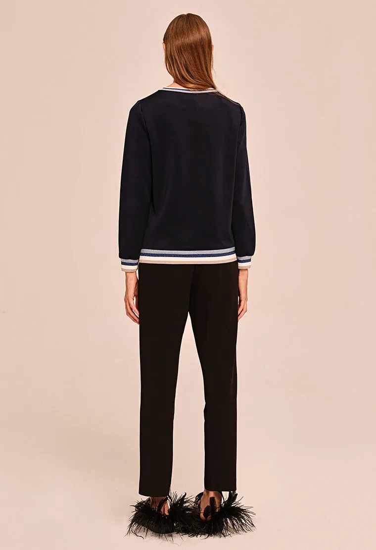 Embroidered "Moi" long-sleeved T-shirt