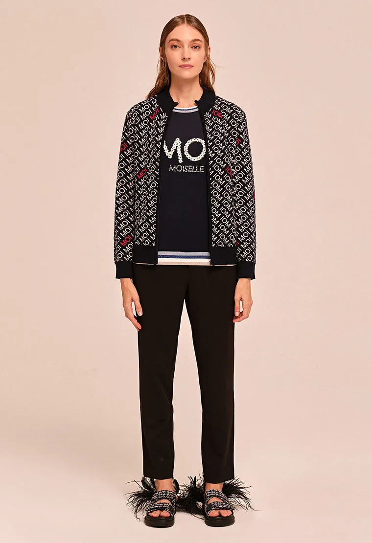 Embroidered "Moi" long-sleeved T-shirt