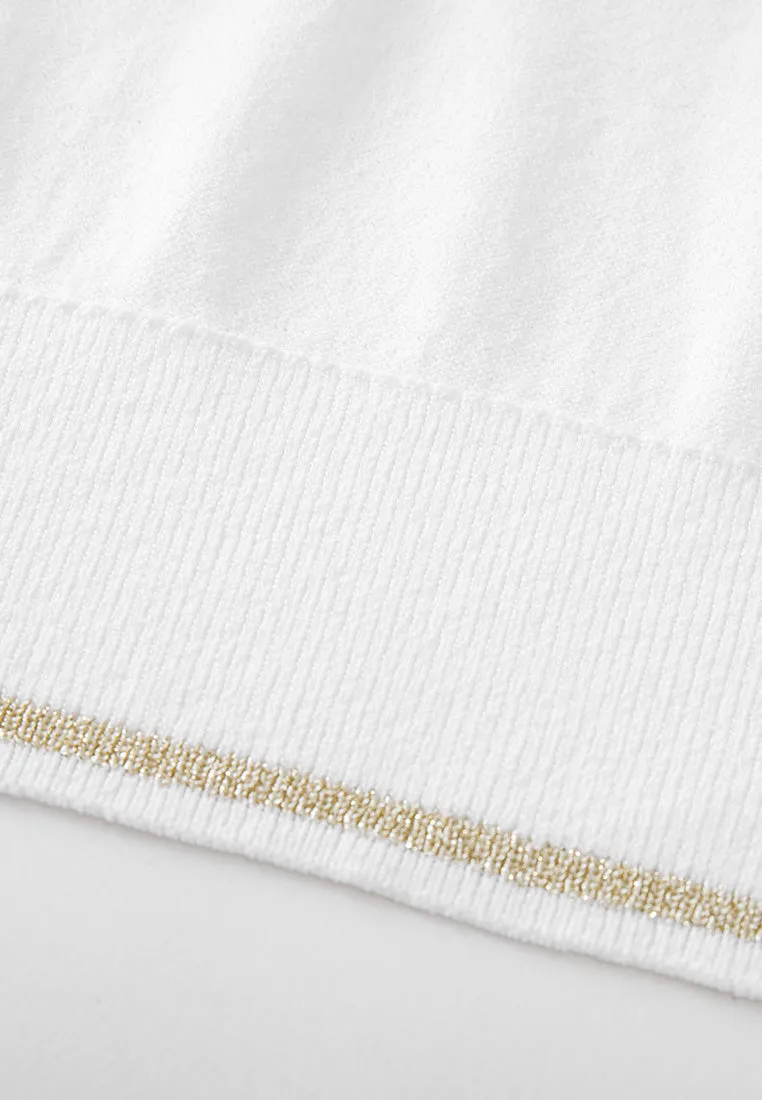 Embroidery-detail Ribbed-trim Knitted Top