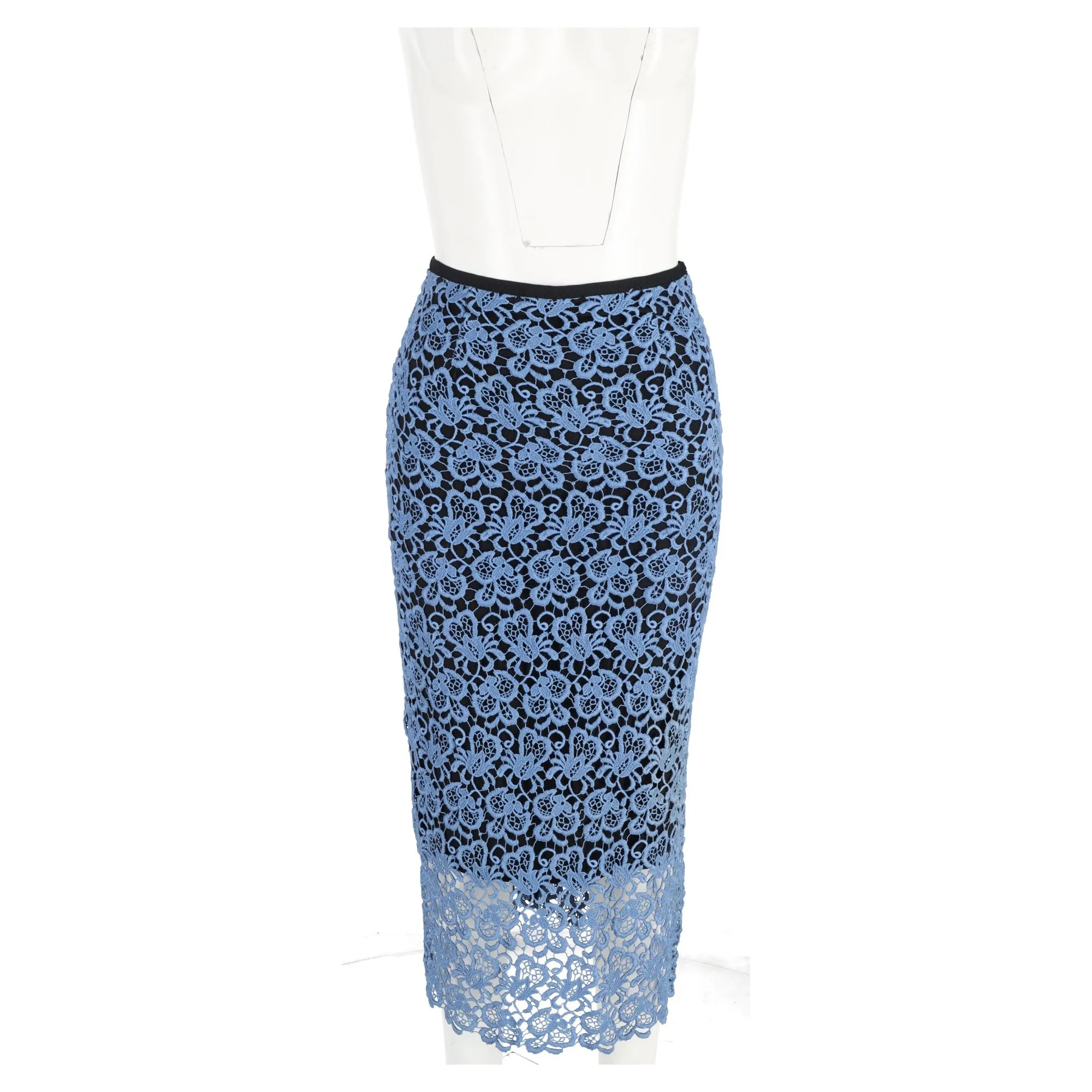 Erdem Lace Pattern Knee-Length Skirt in Light Blue Polyester