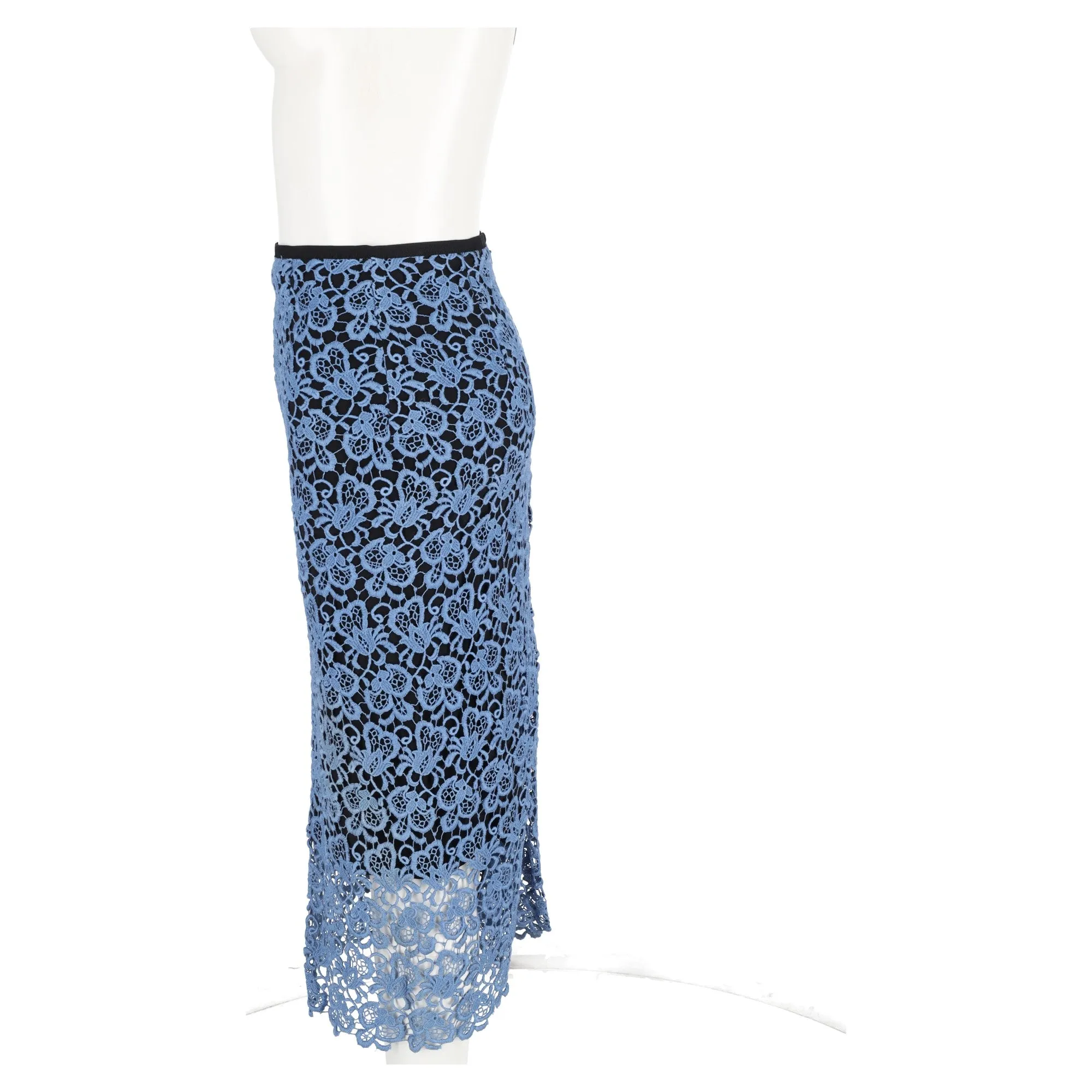 Erdem Lace Pattern Knee-Length Skirt in Light Blue Polyester