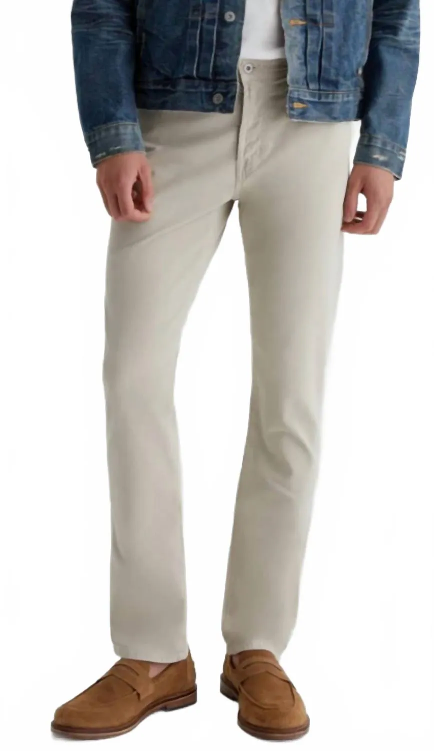 Everett Slim Straight Sueded 34 In Seam Jeans In Beige