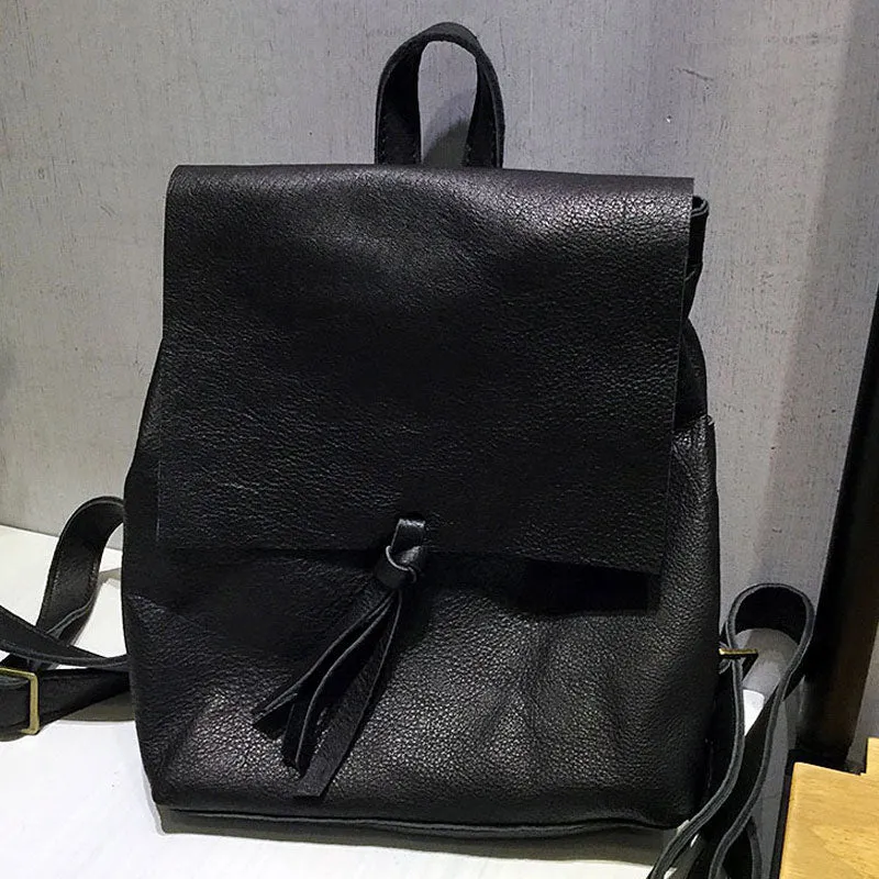 Fashion Black LEATHER WOMEN Backpack School Backpacks Travel Backpack FOR WOMEN