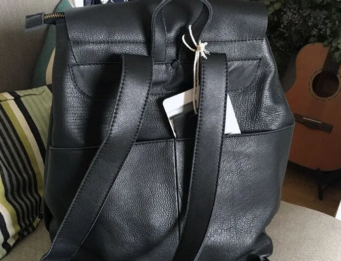 Fashion Black LEATHER WOMEN Backpack School Backpacks Travel Backpack FOR WOMEN
